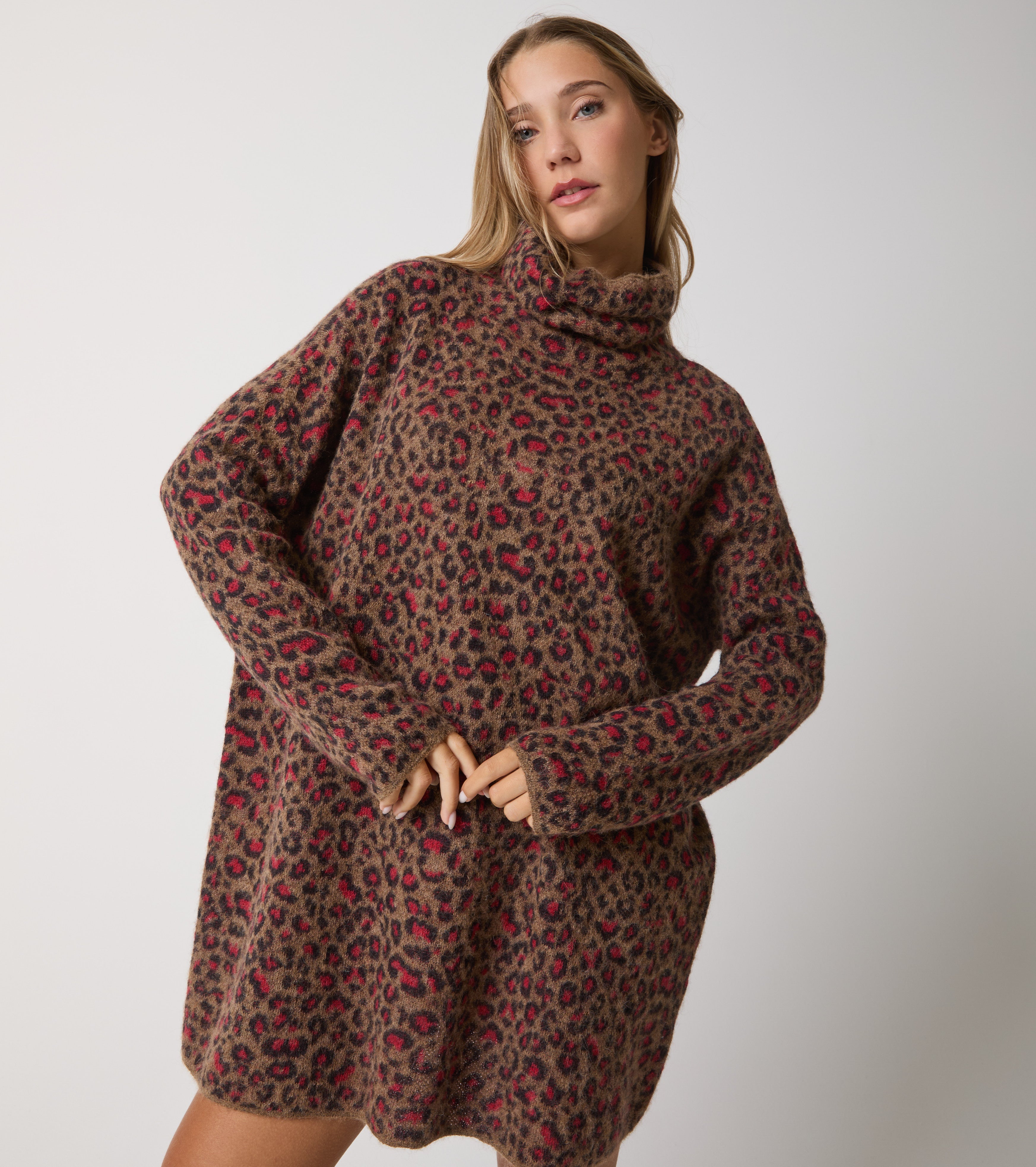Abito in filato in alpaca animalier