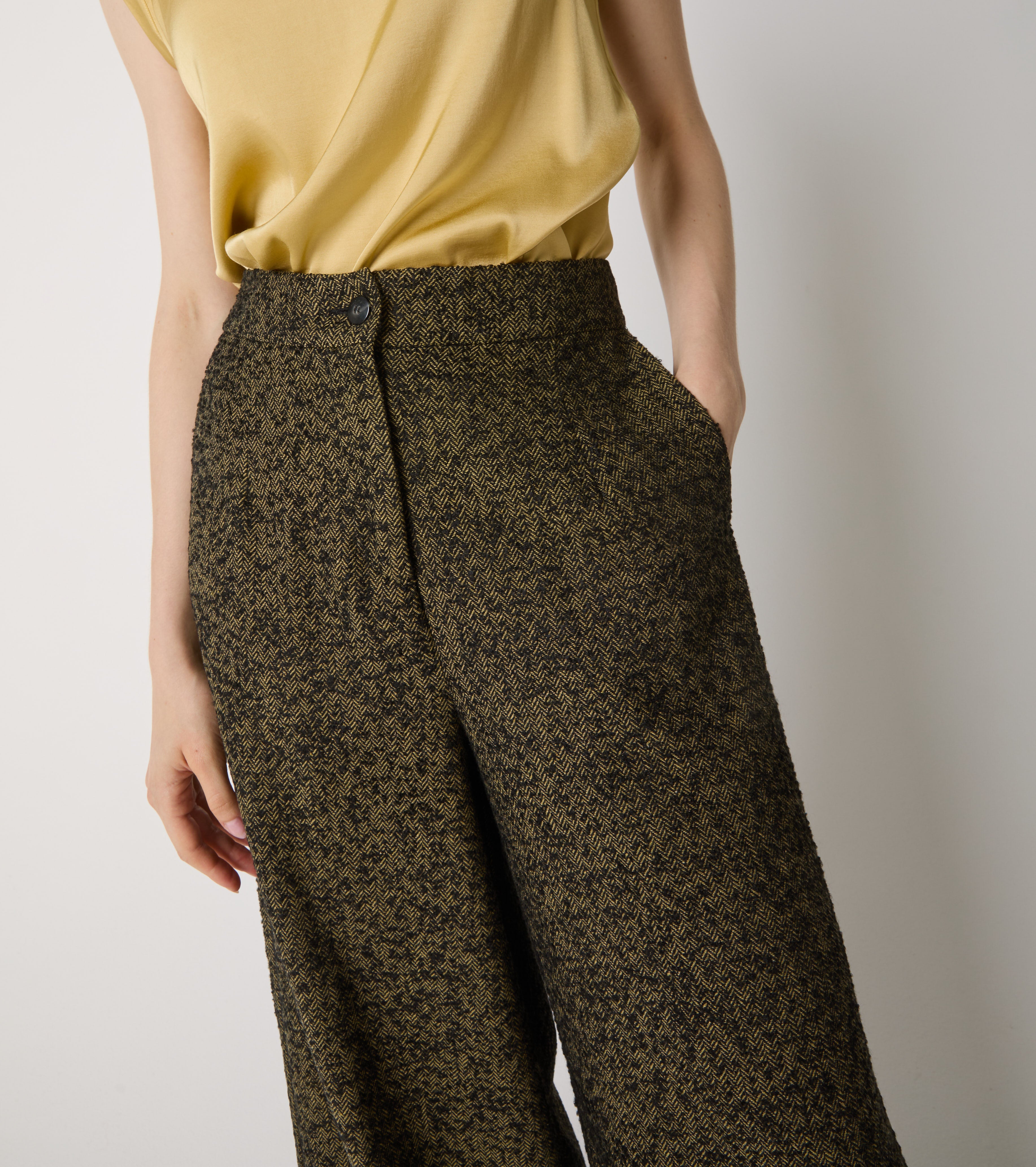 Chevron cotton trousers with pleats
