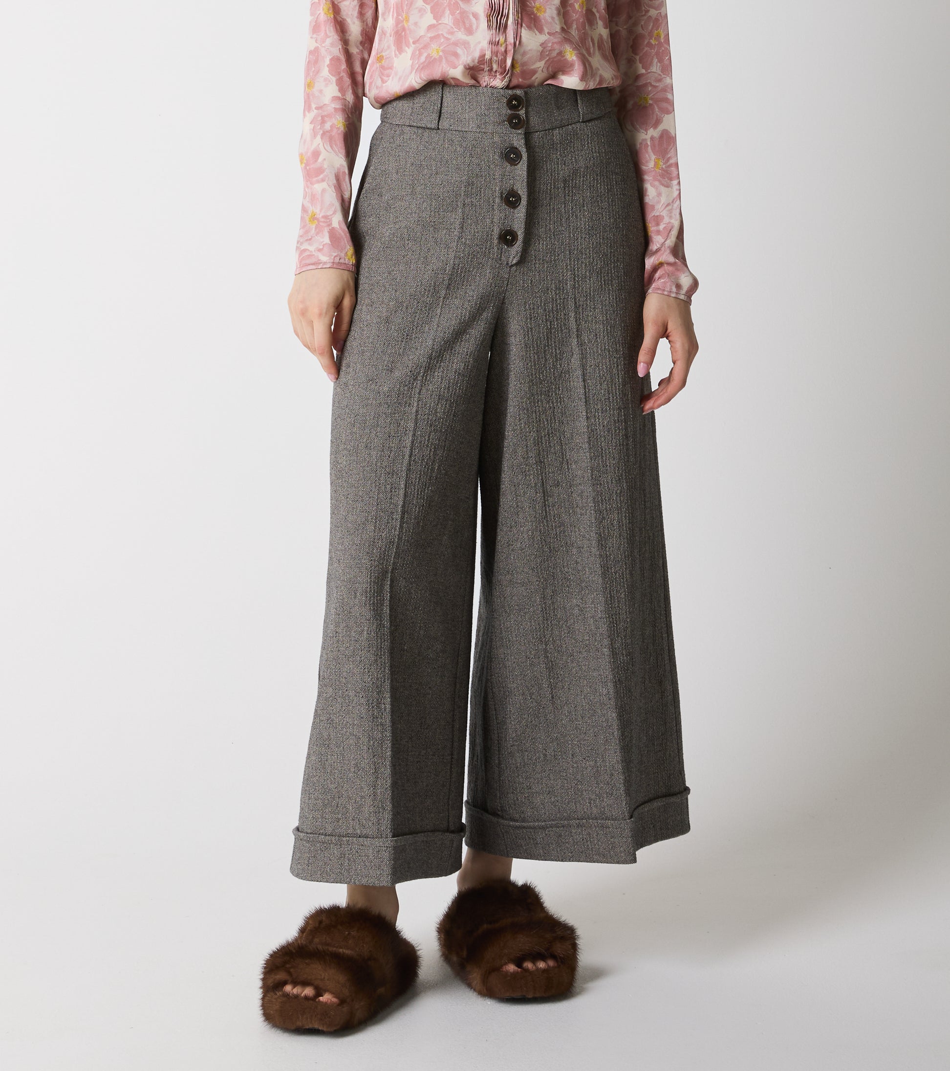 Pantaloni a palazzo in cotone stretch