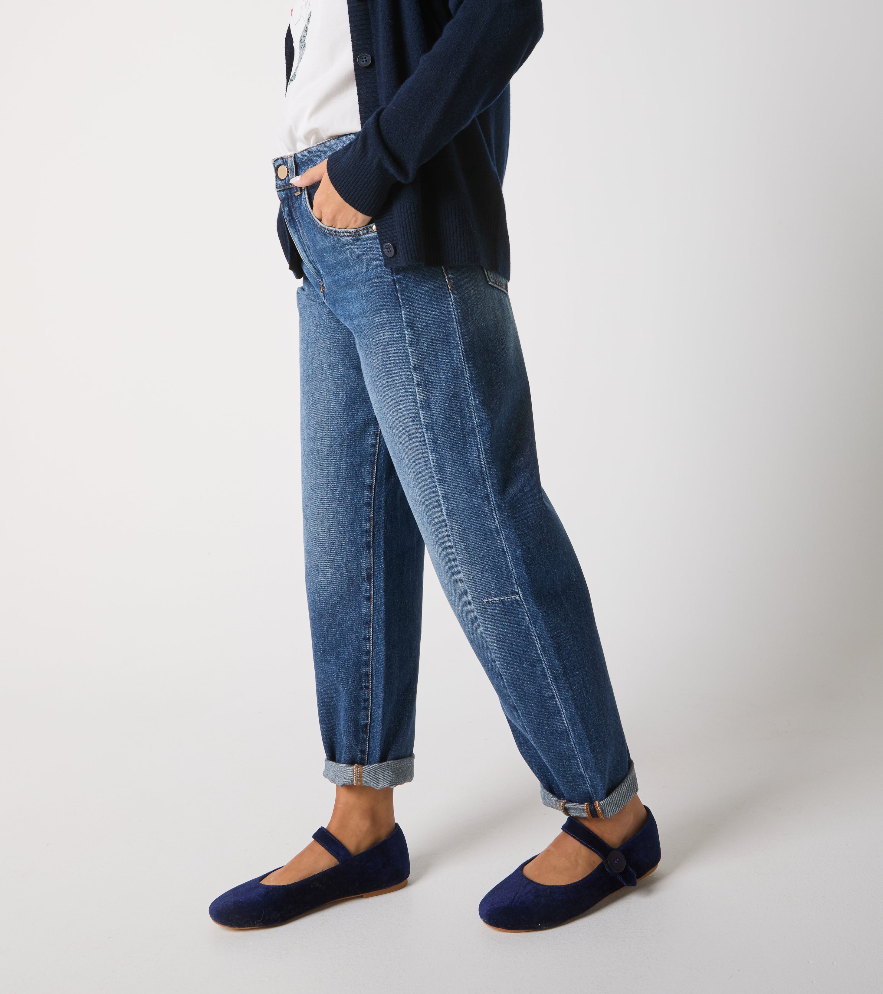 Brugte cropped jeans i bomuld