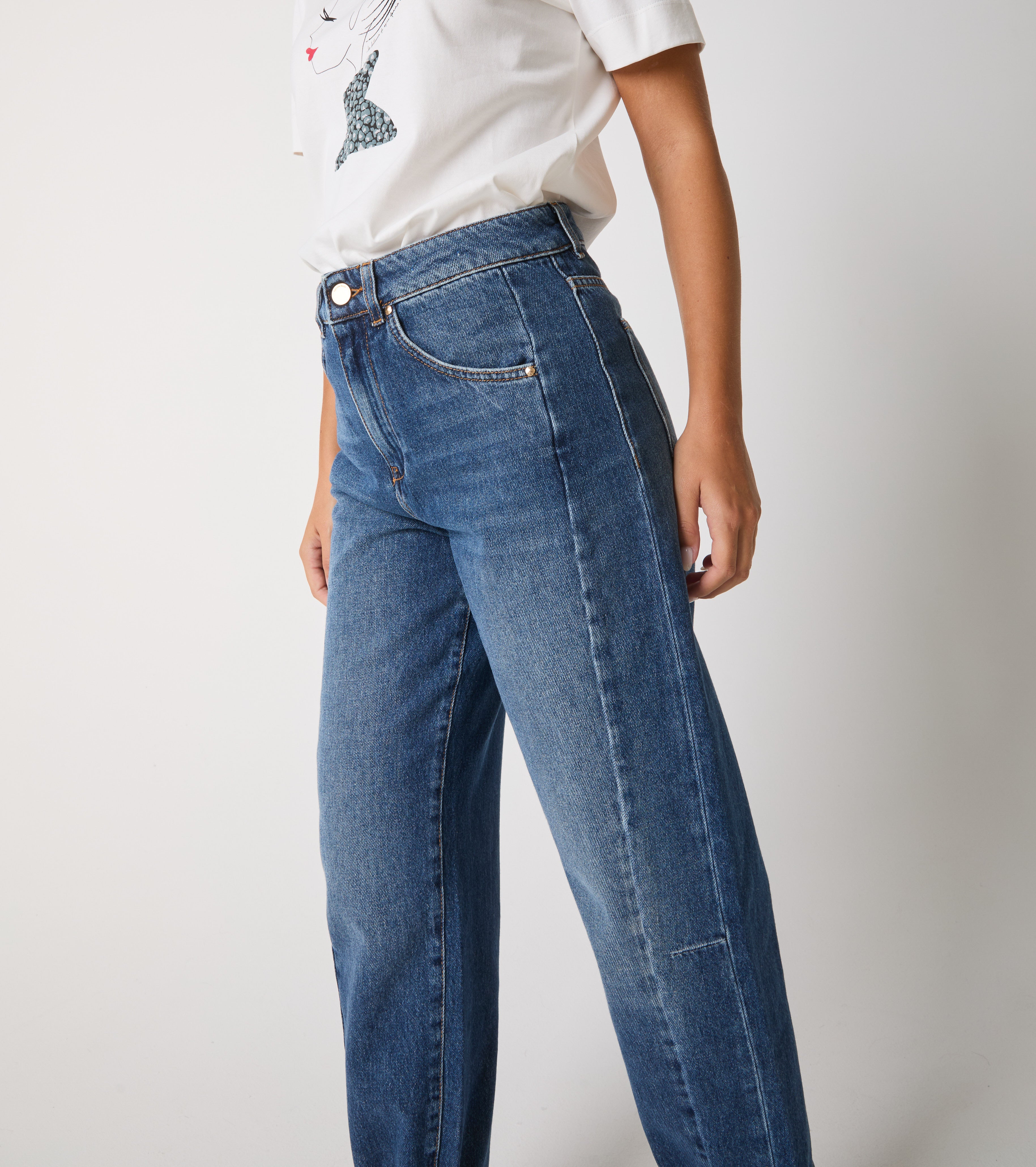 Brugte cropped jeans i bomuld