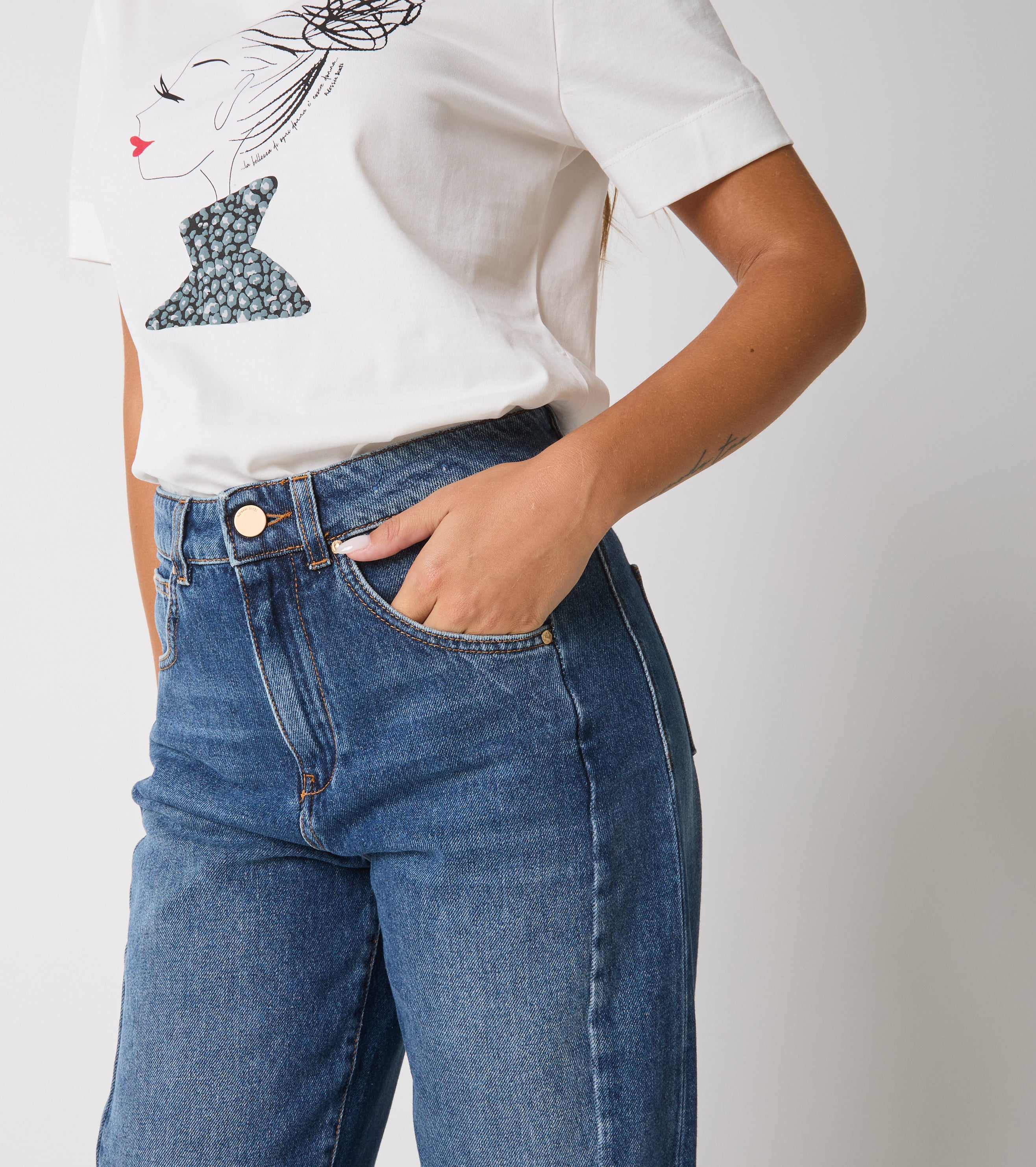 Brugte cropped jeans i bomuld