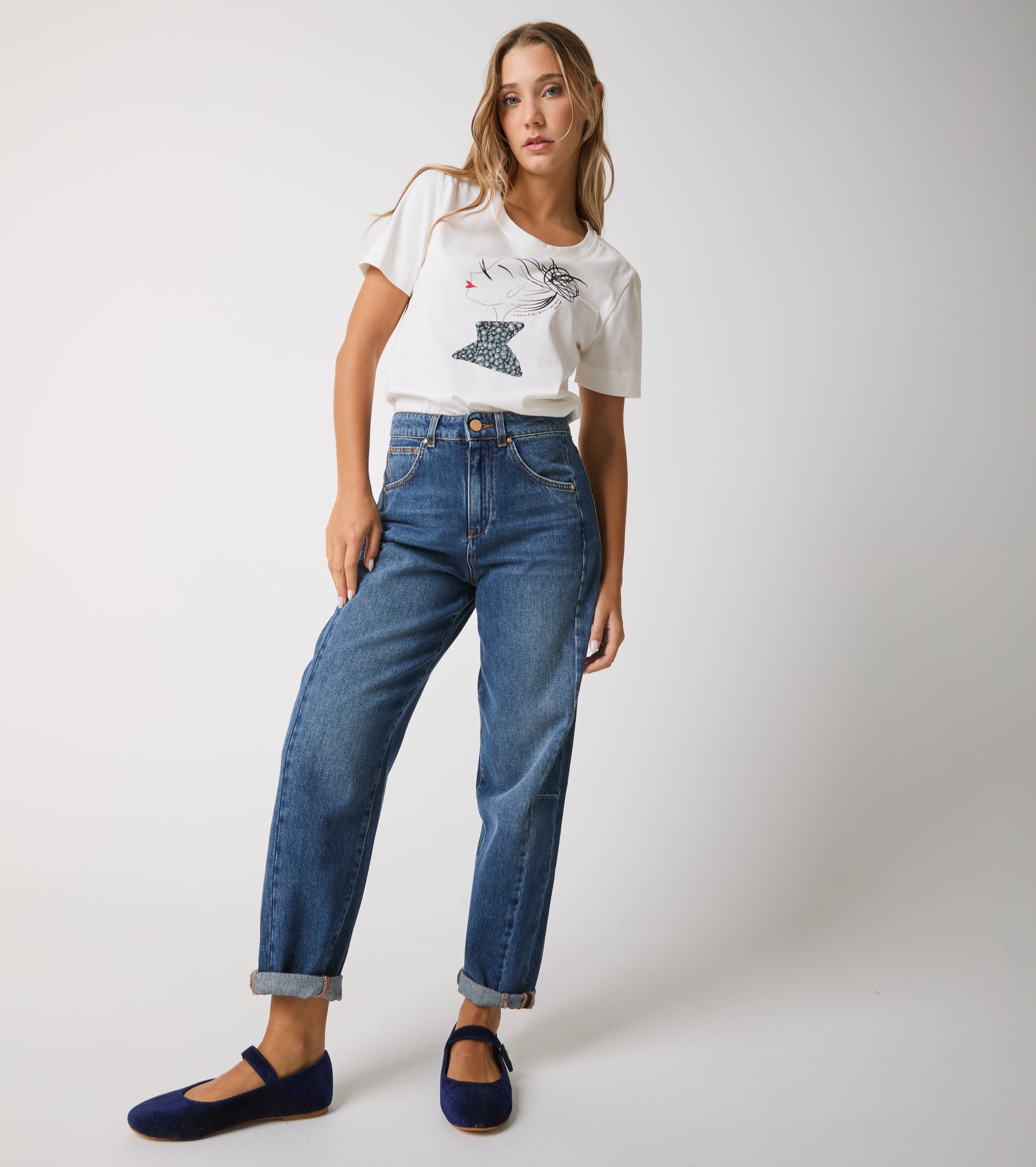 Brugte cropped jeans i bomuld