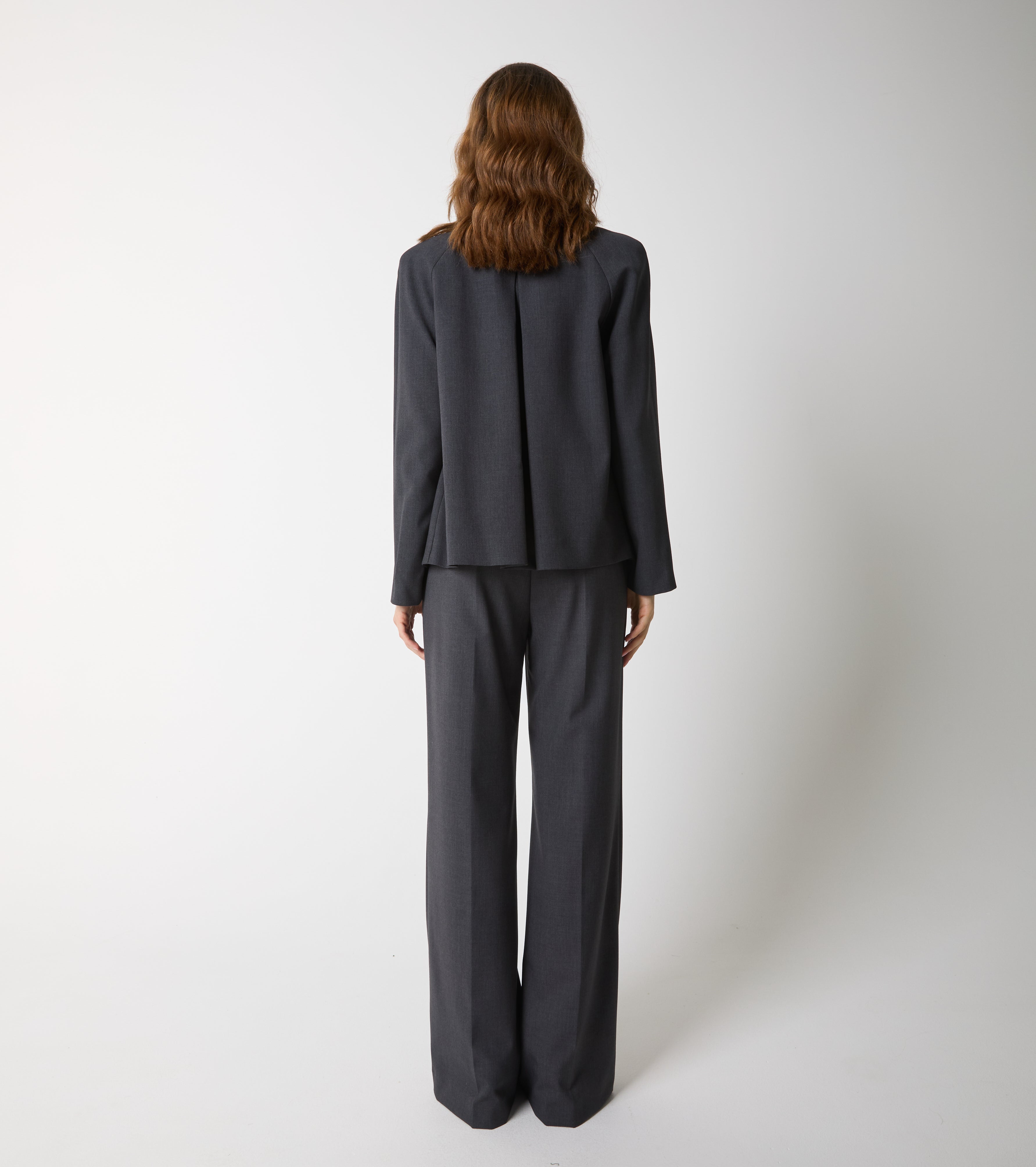 Double-breasted jacket with high collar