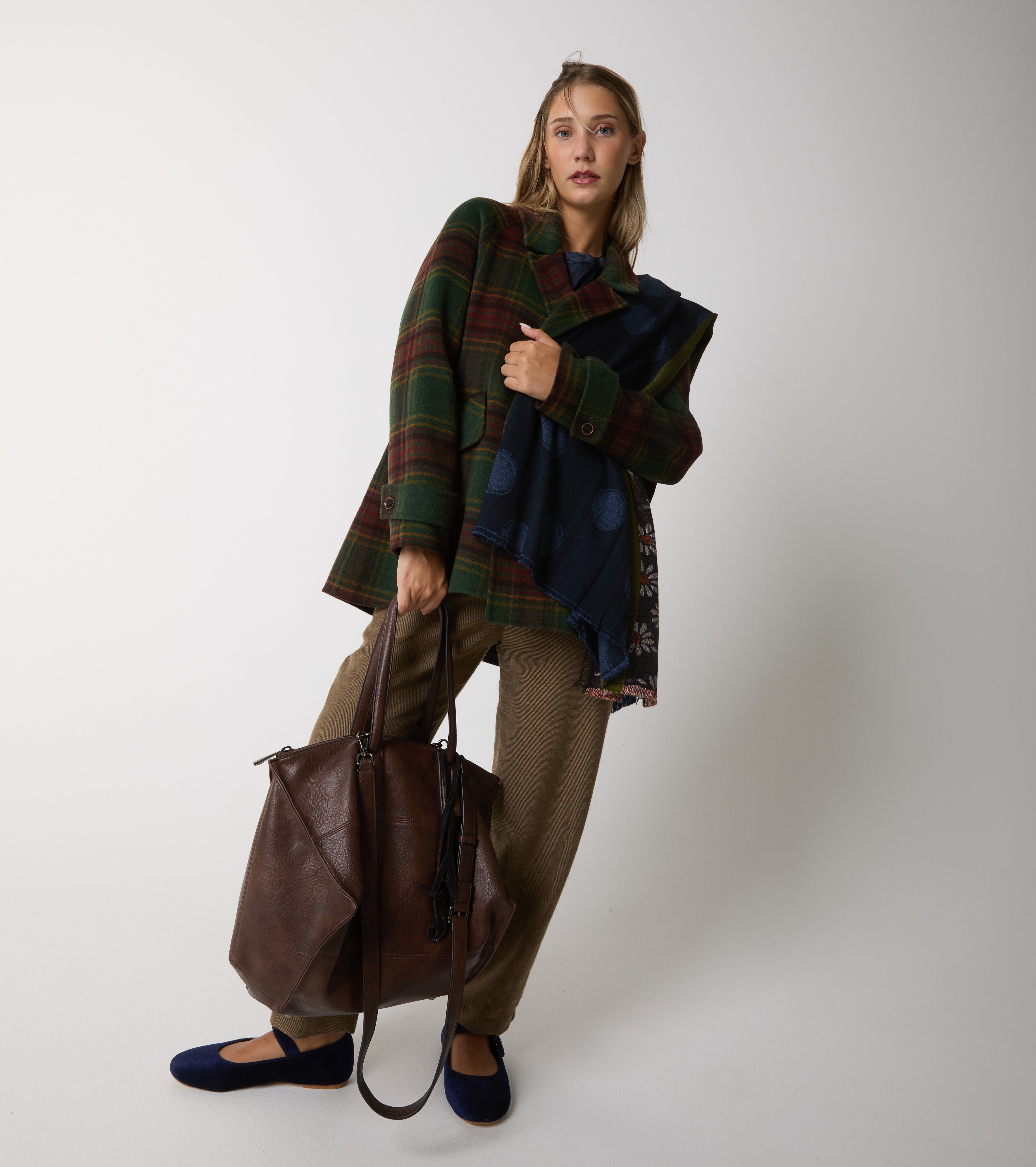 Cappotto doppiopetto in lana check