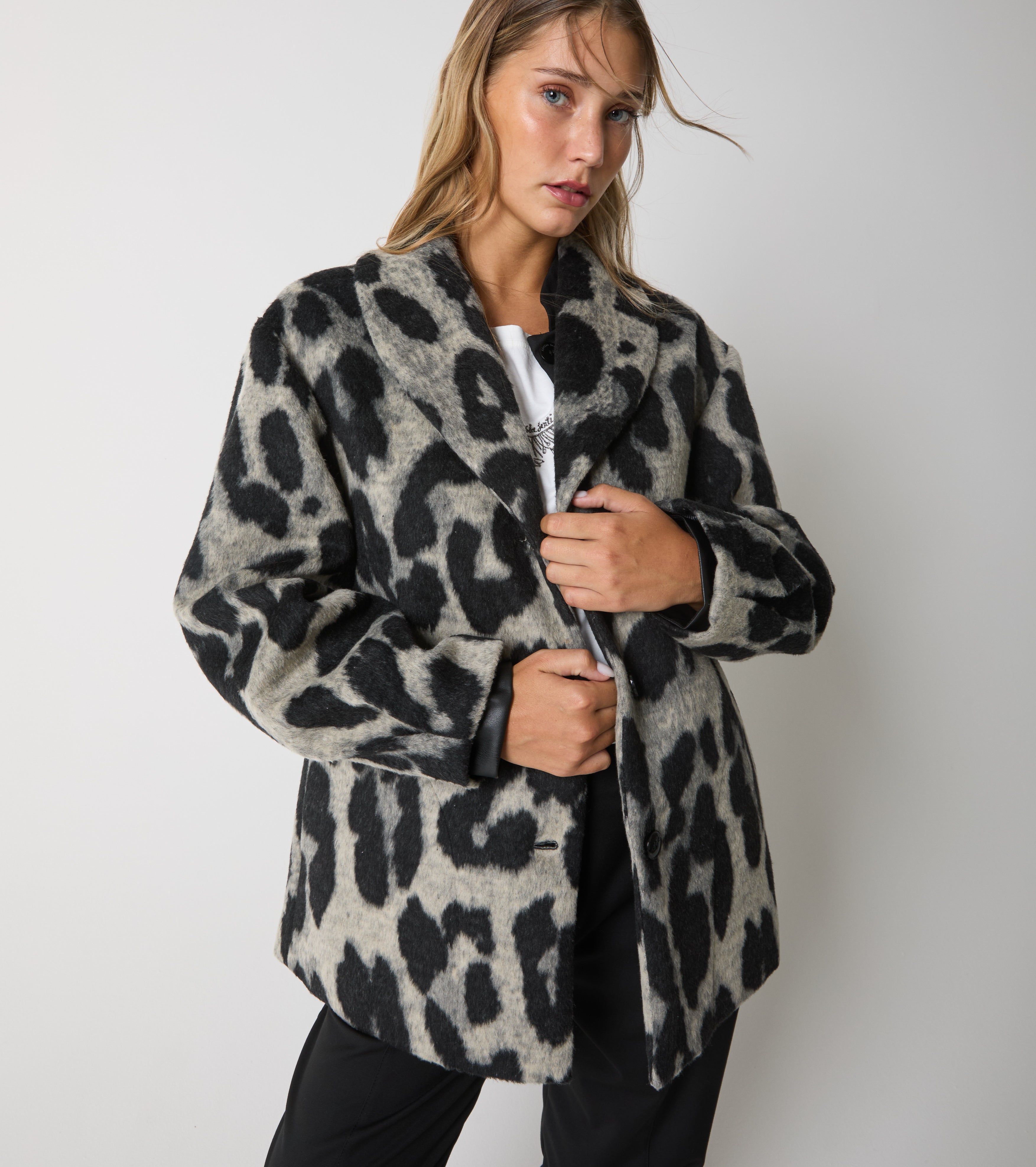 Jacket in animalier wool and cotton cloth
