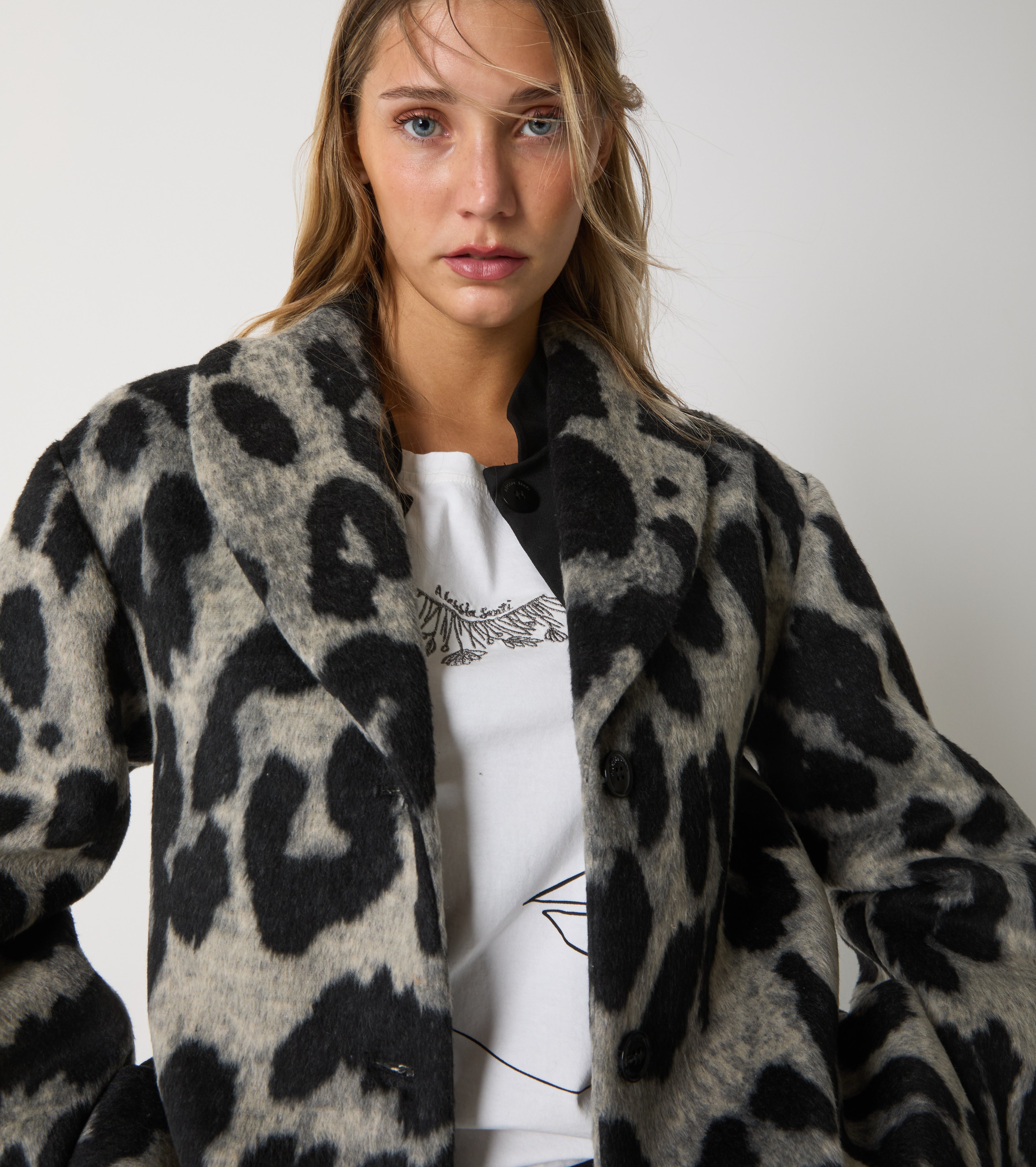 Jacket in animalier wool and cotton cloth