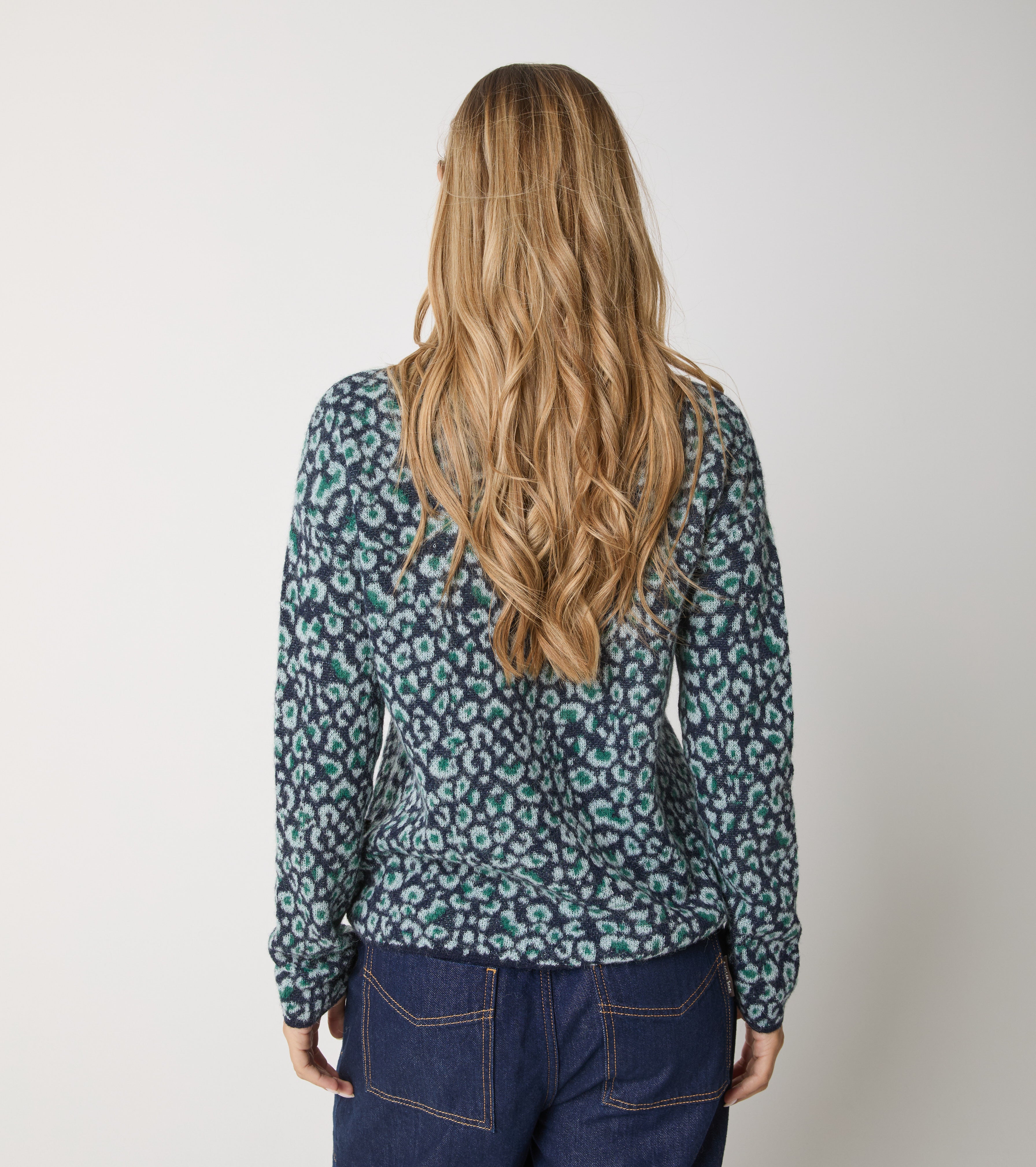 Animal print alpaca turtleneck