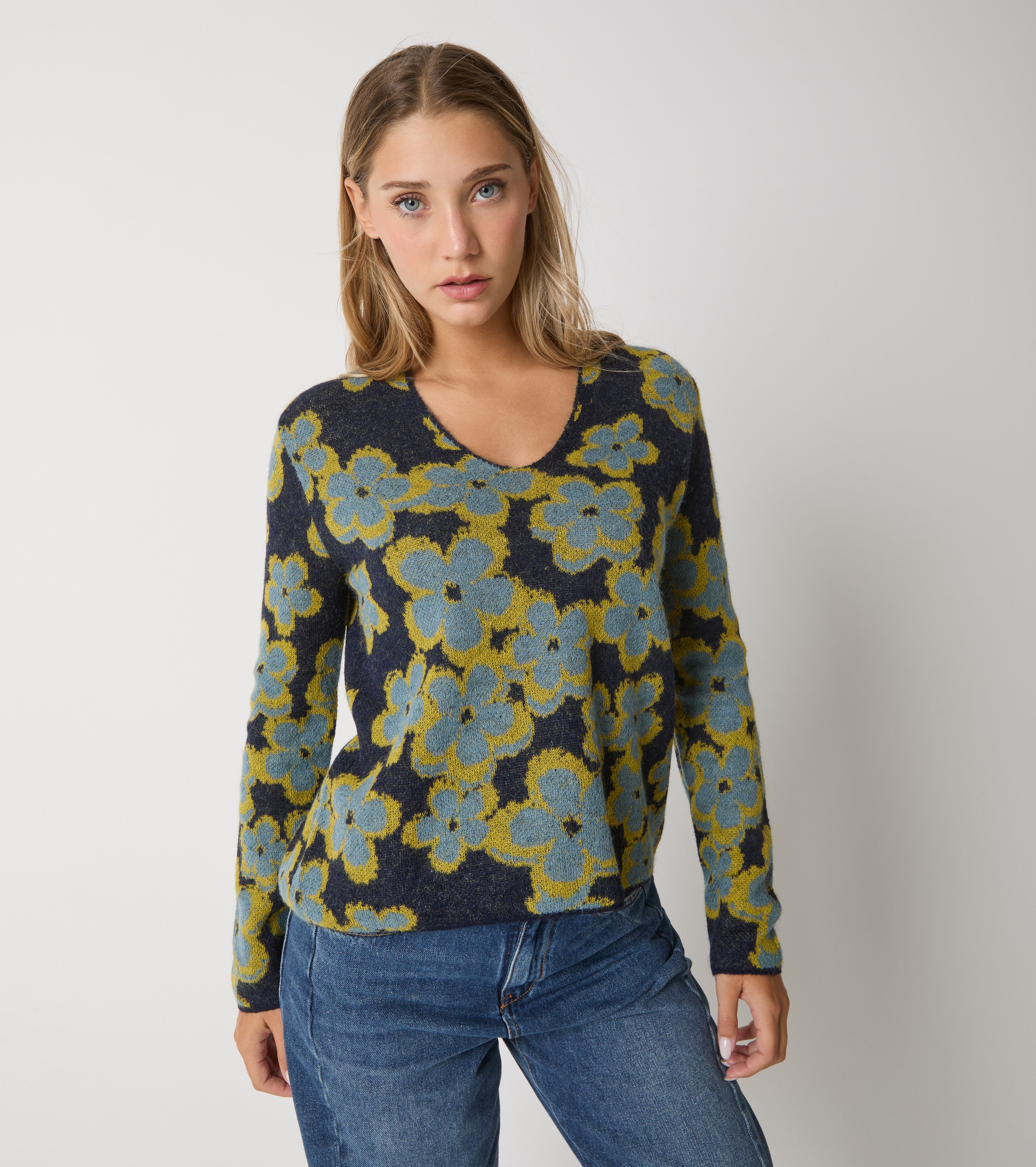 Jacquard-sweater i alpaka