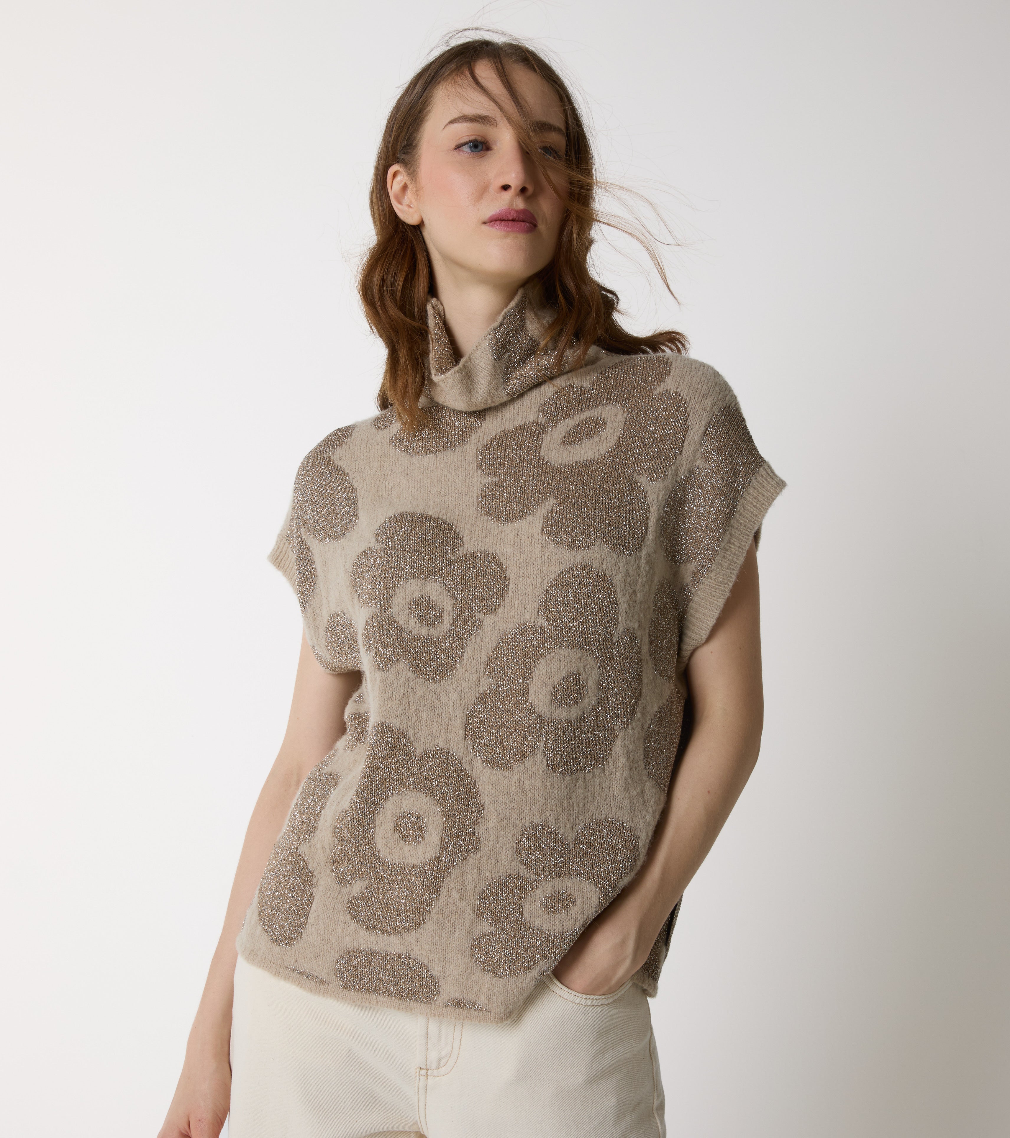 Jacquard alpaca and wool vest