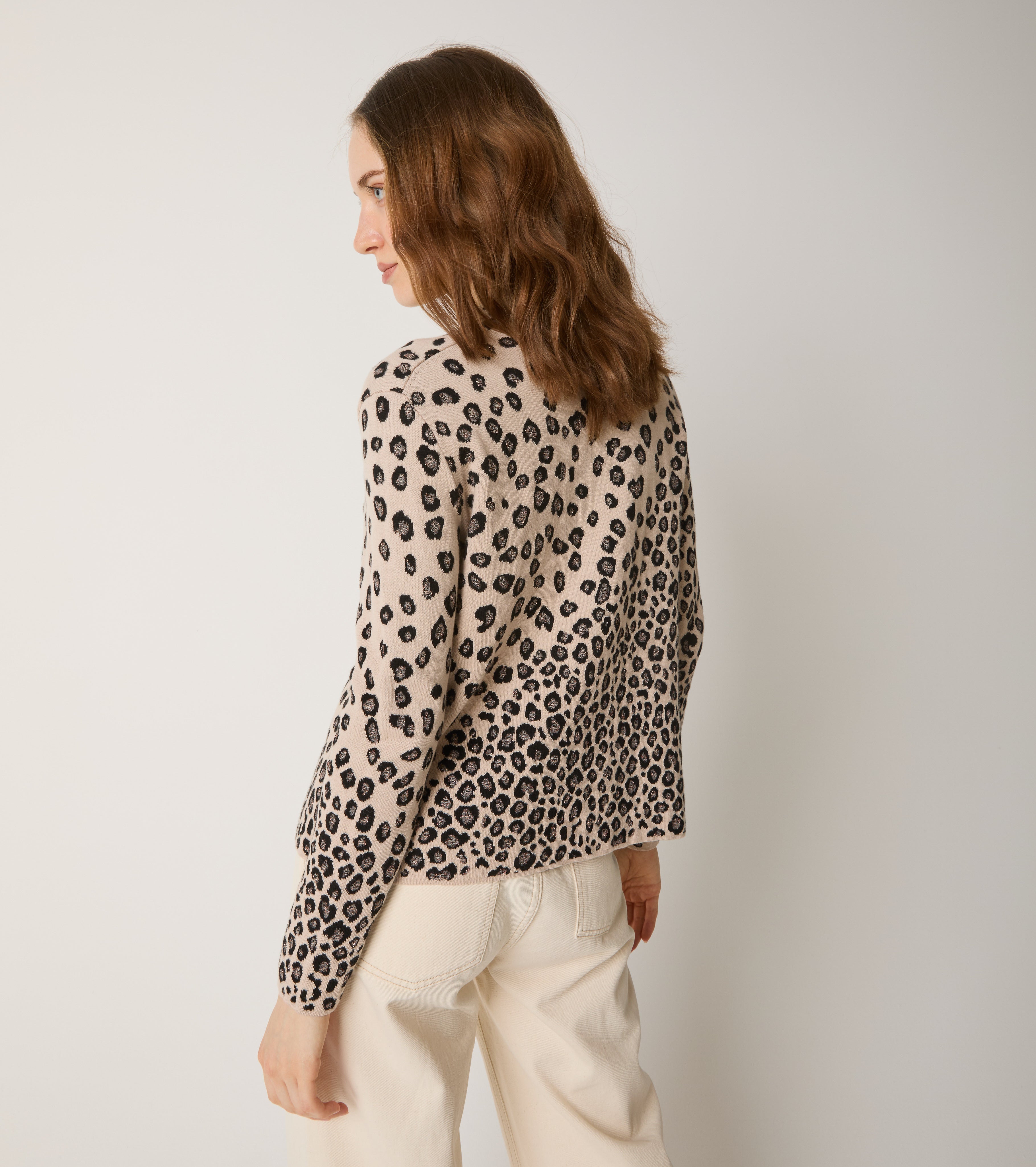 Jacquard-sweater i bomuld og uld
