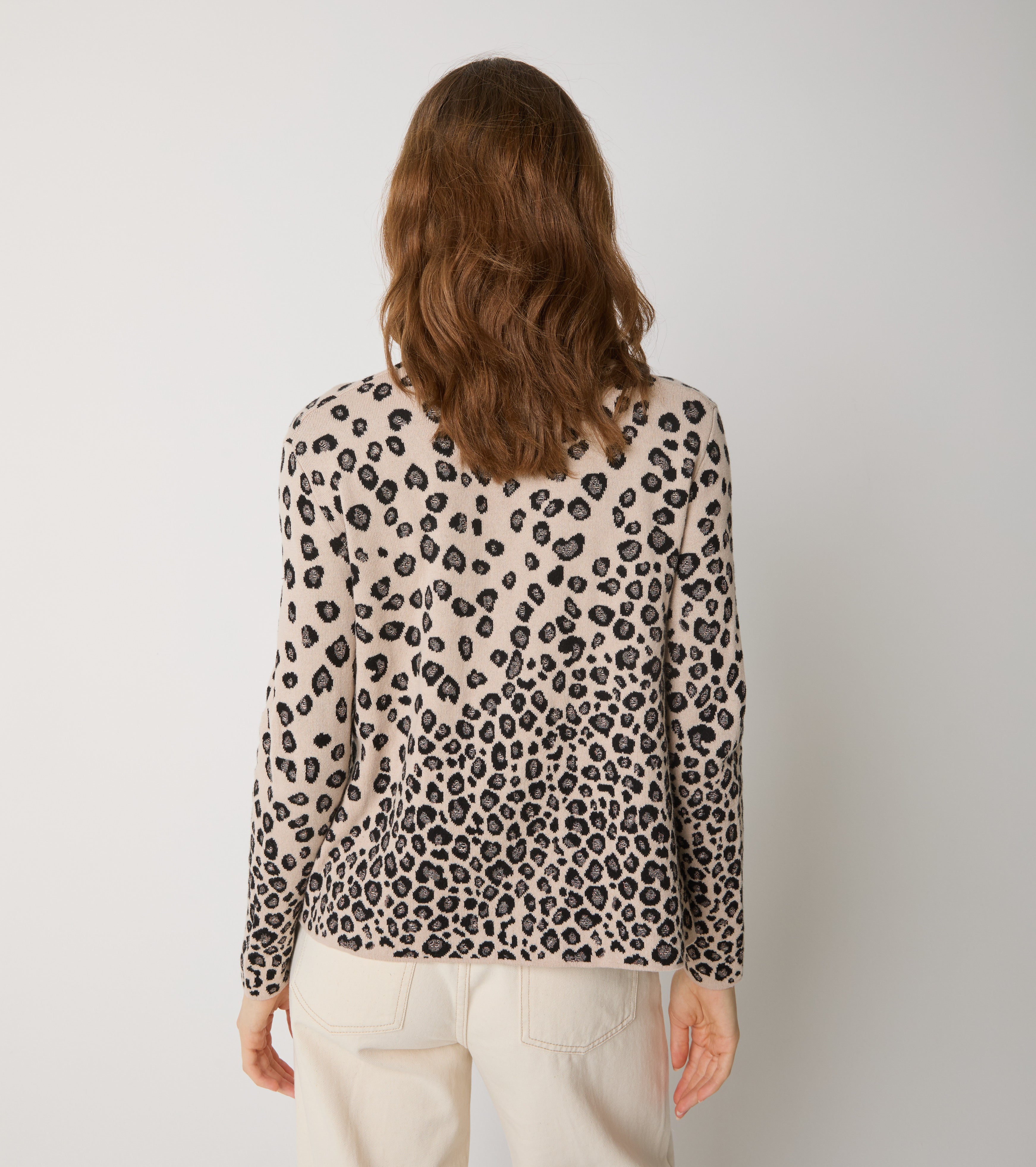 Jacquard-sweater i bomuld og uld