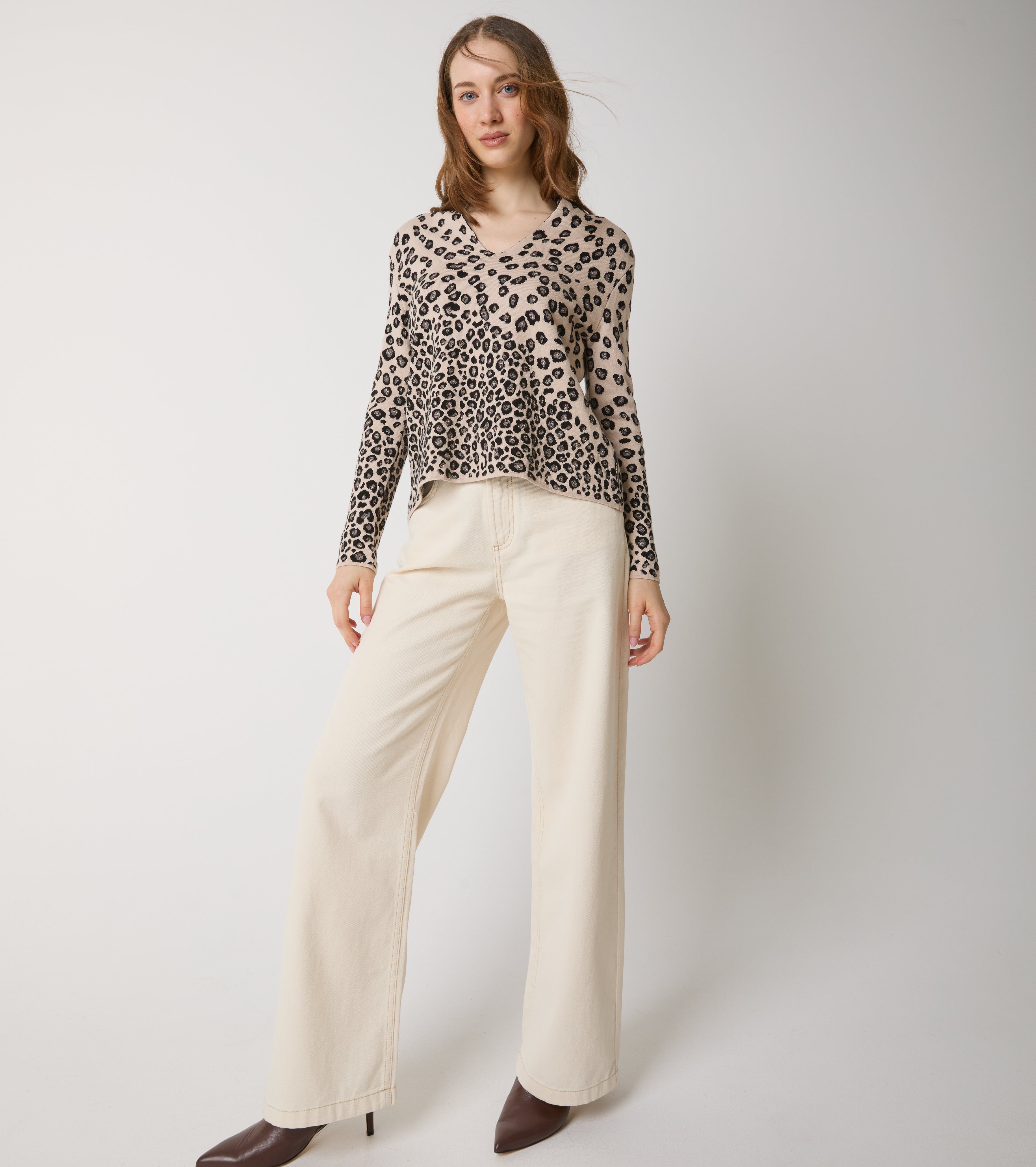 Jacquard-sweater i bomuld og uld