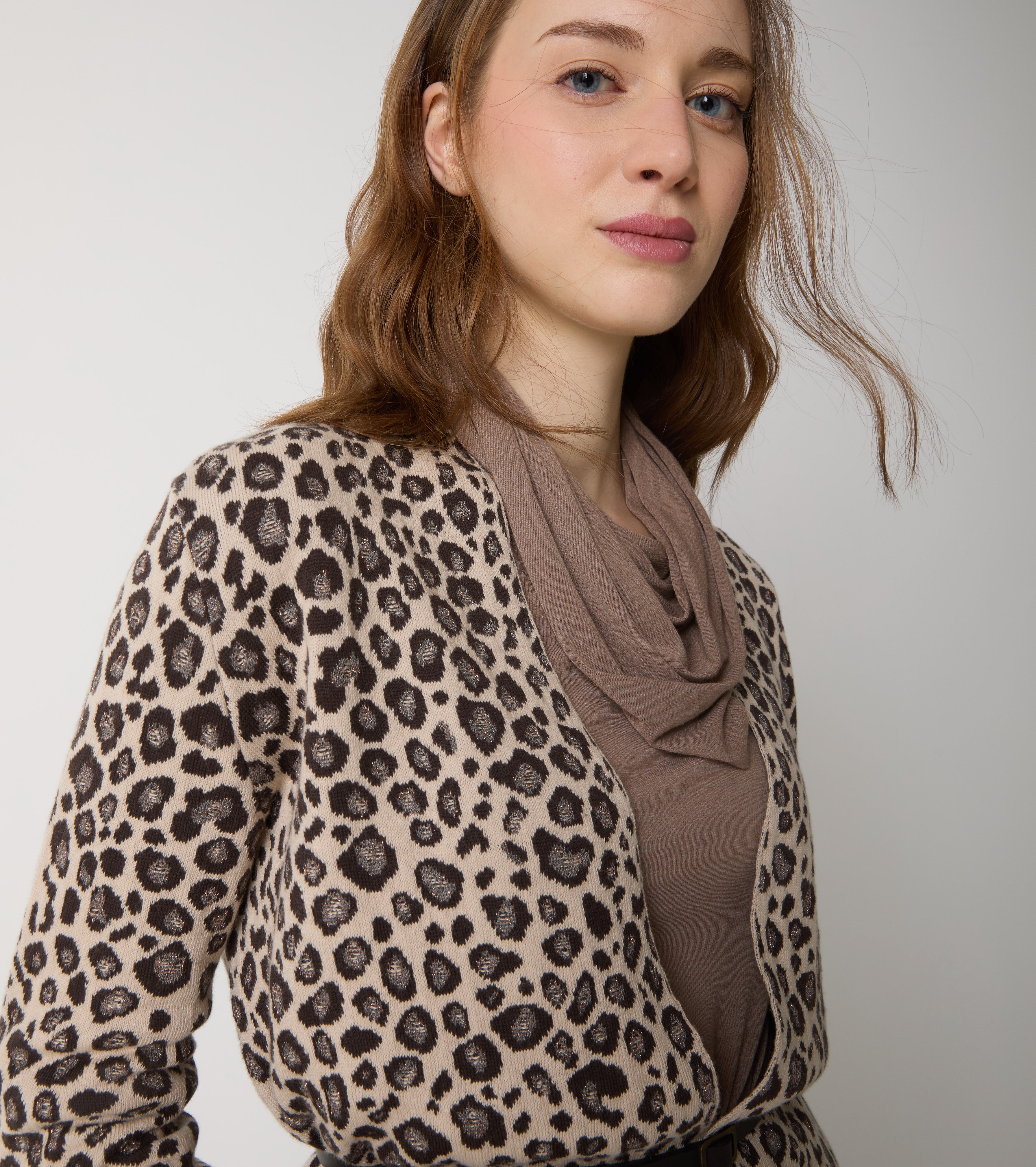 Cardigan in cotone e lana con cintura
