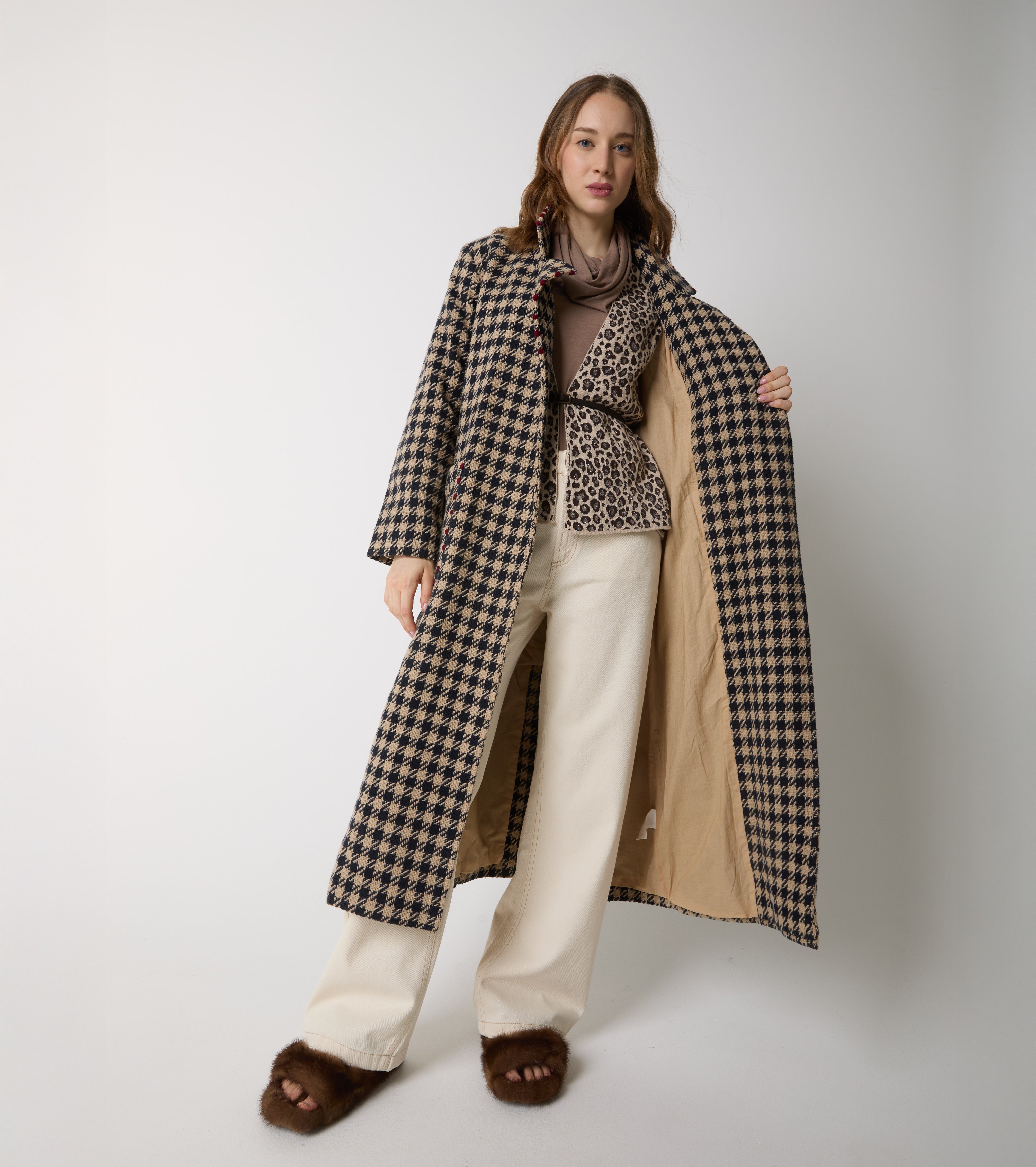 Cardigan in cotone e lana con cintura