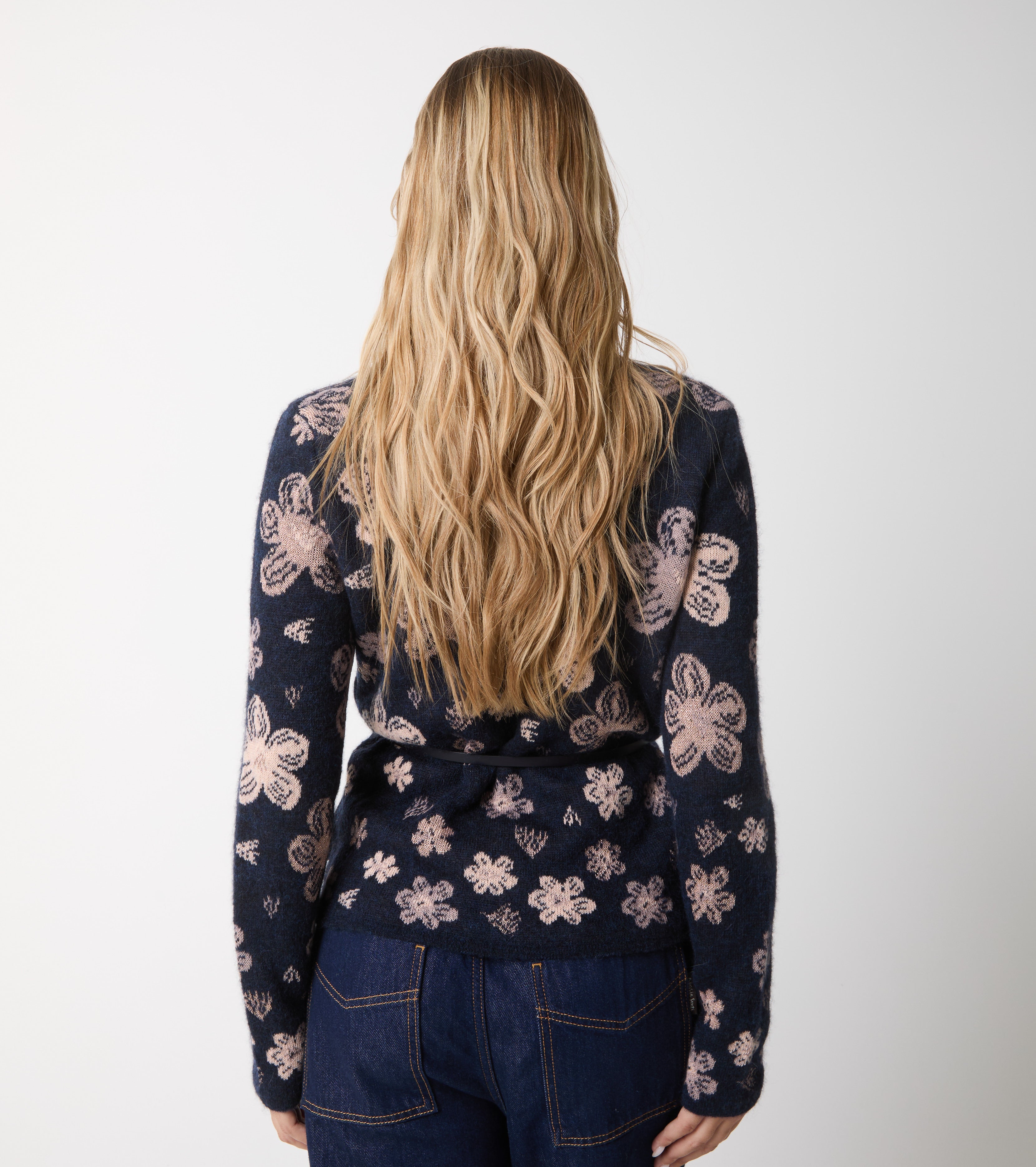 Cardigan in alpaca e cashmere jacquard