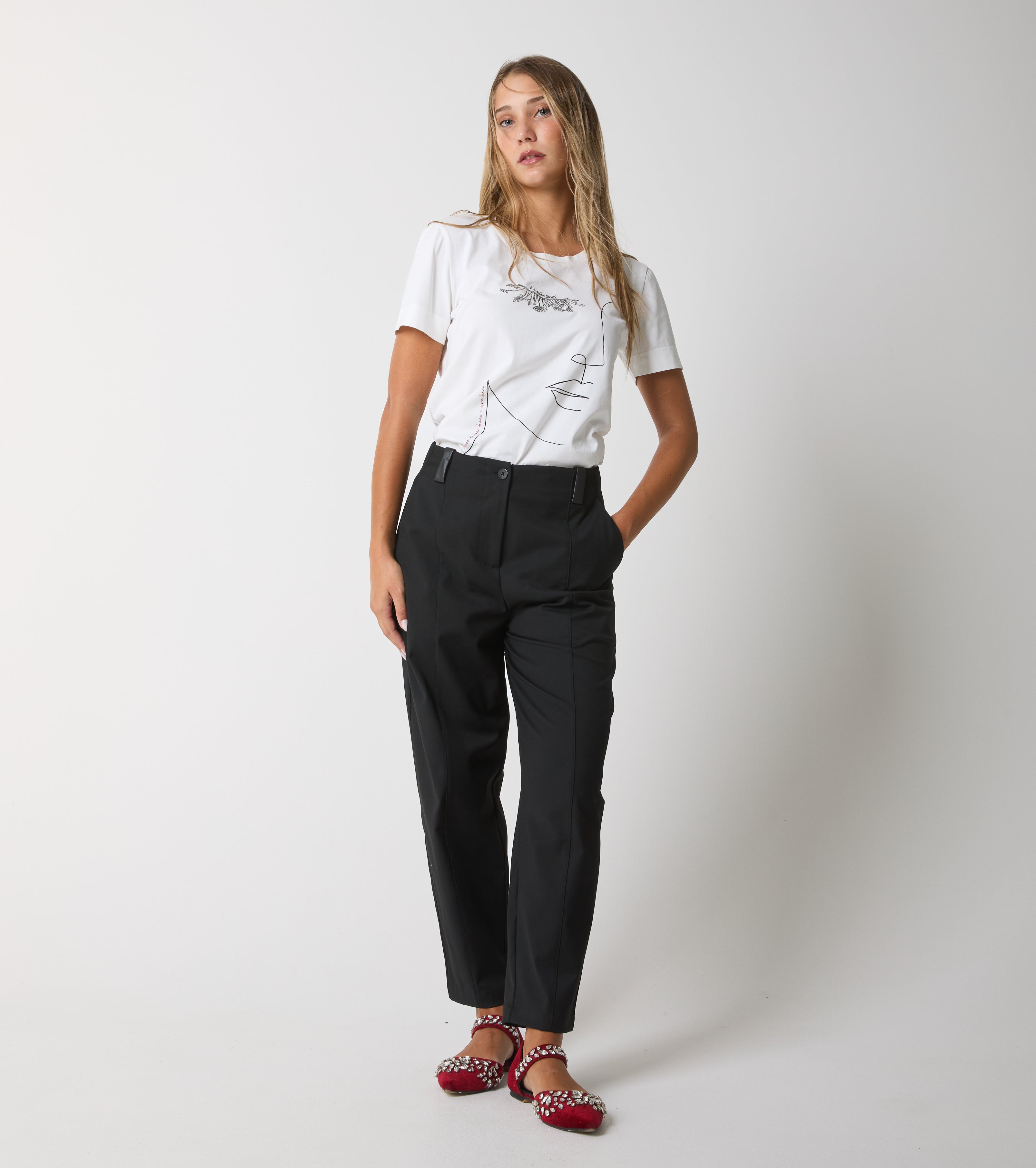 T-shirt in cotone con scollo rotondo