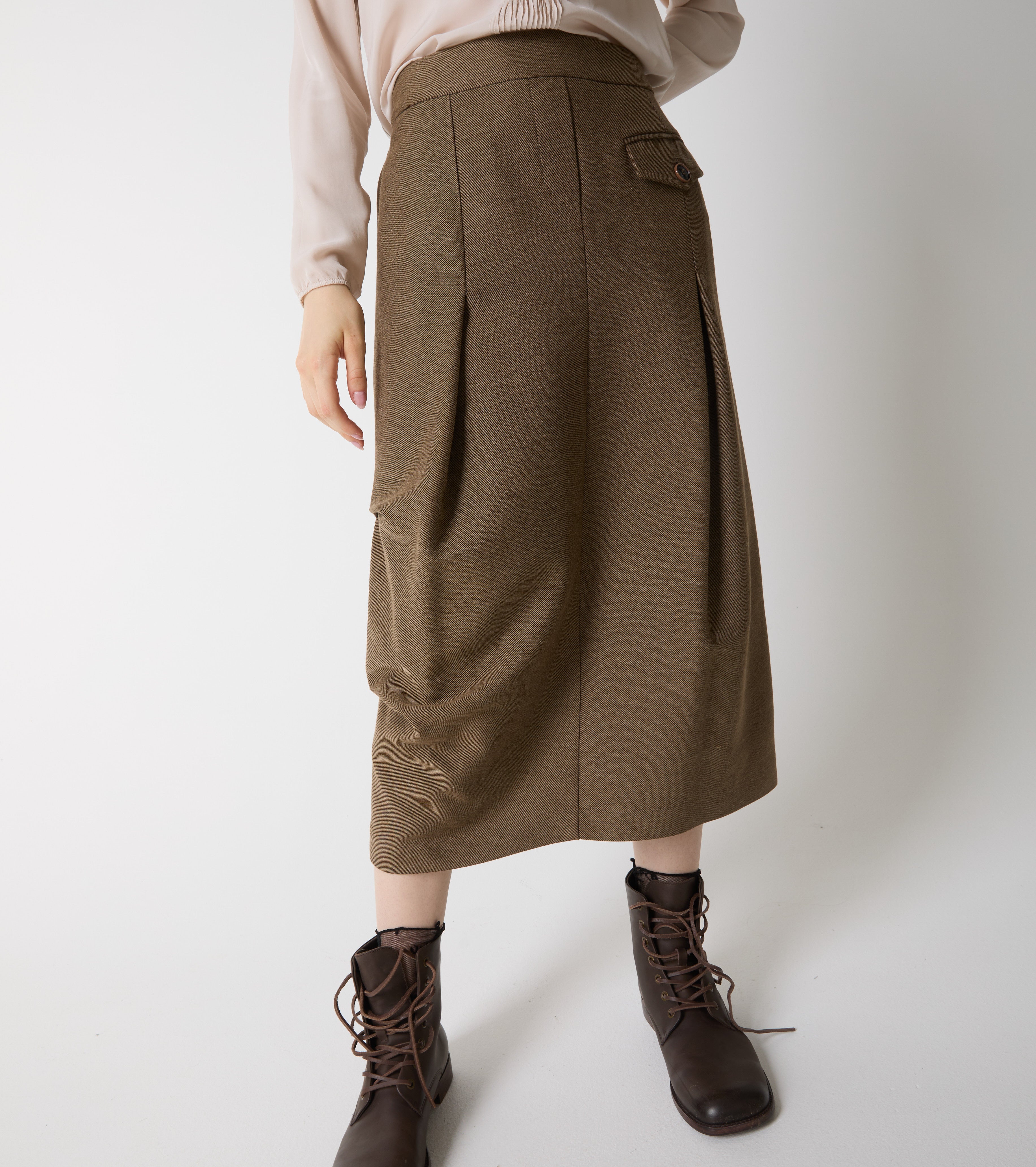 Long jersey skirt with pleats
