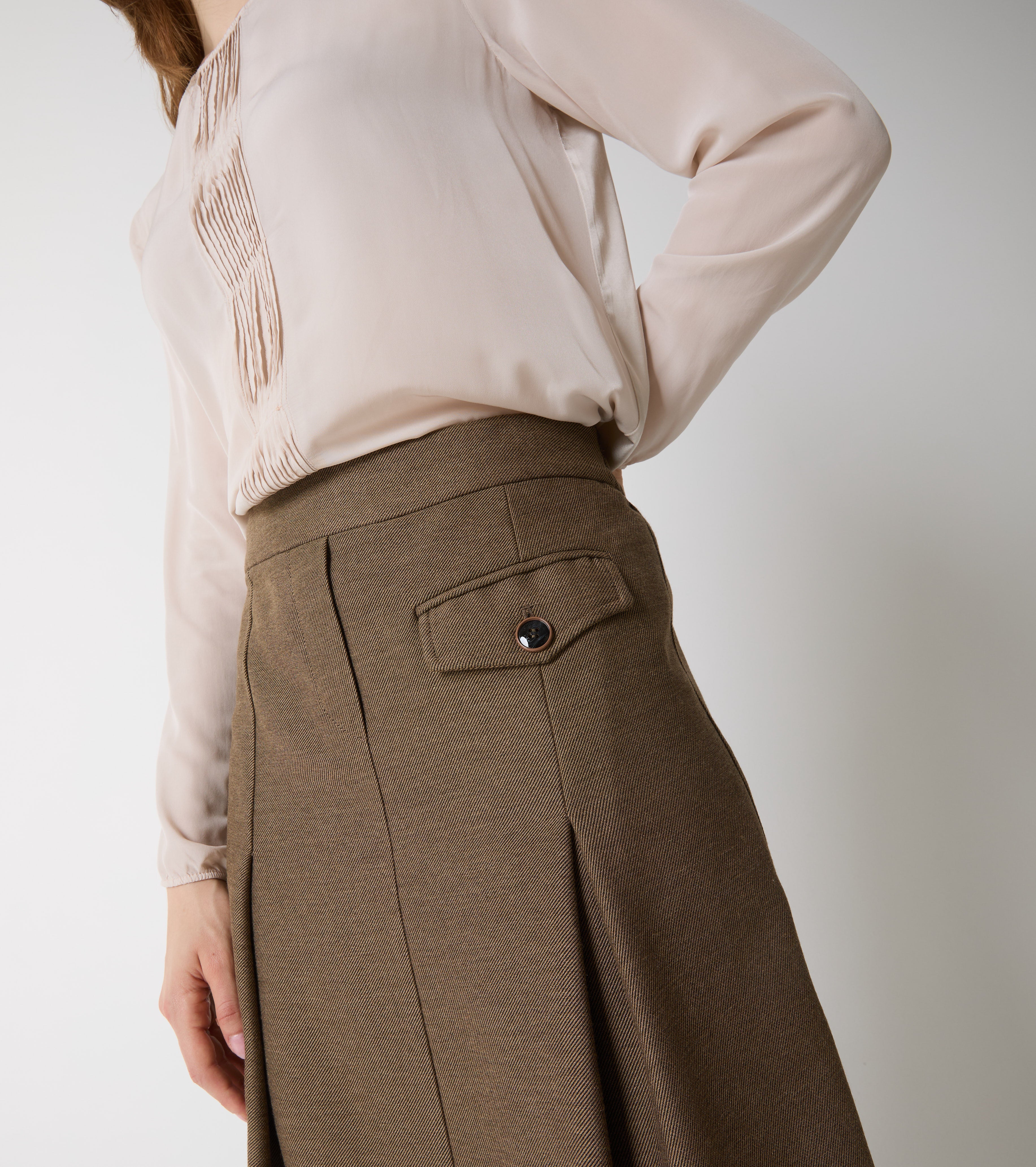 Long jersey skirt with pleats