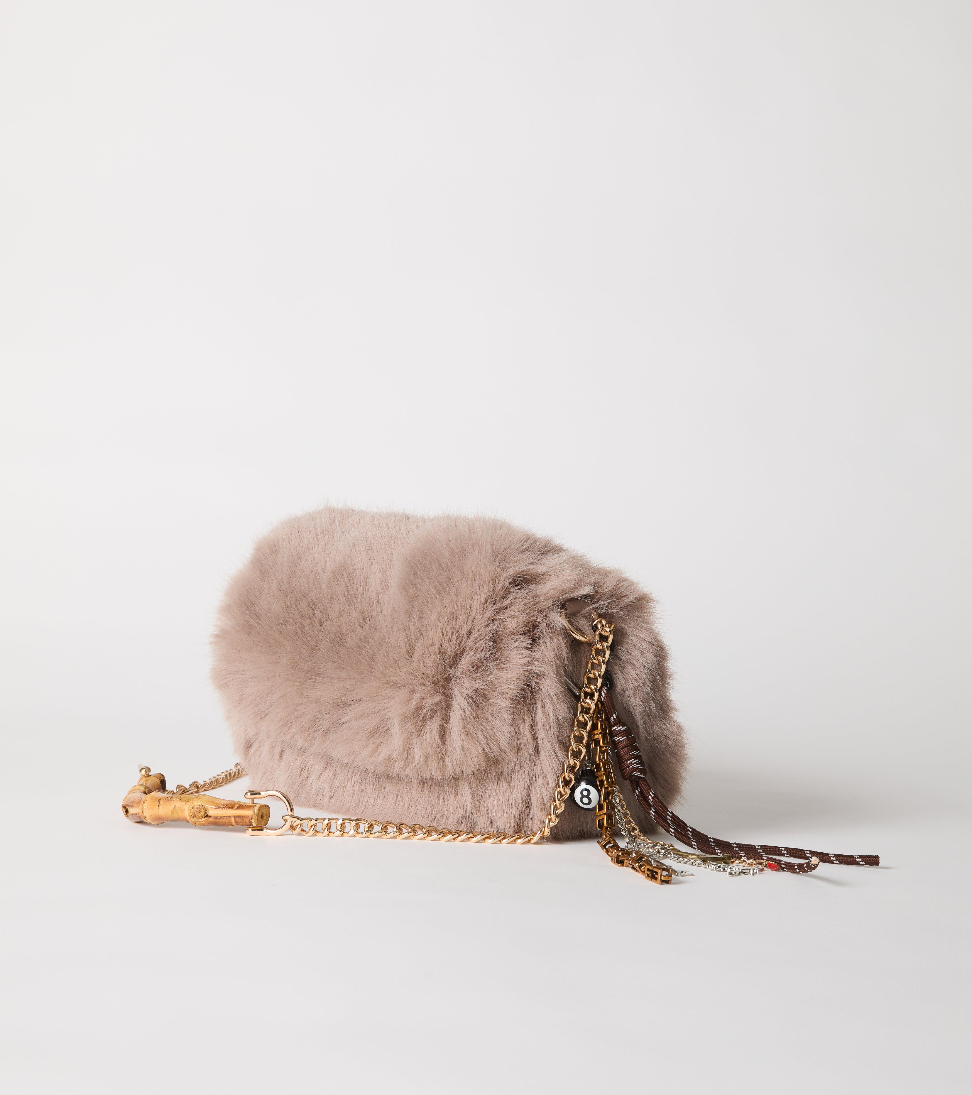 Borsa crossbody in ecopelliccia con catena