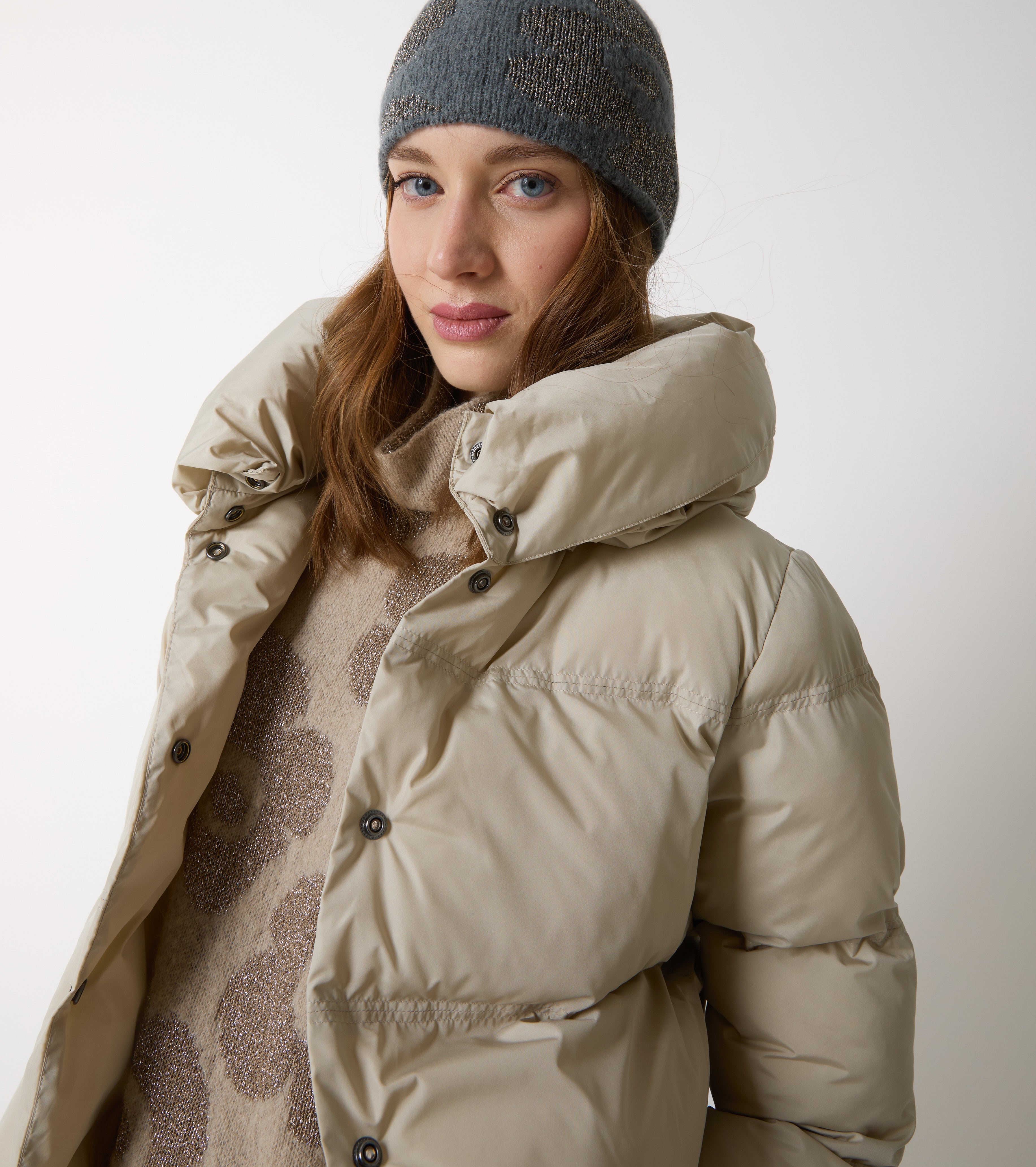 Berretto beanie in lana e lurex jacquard