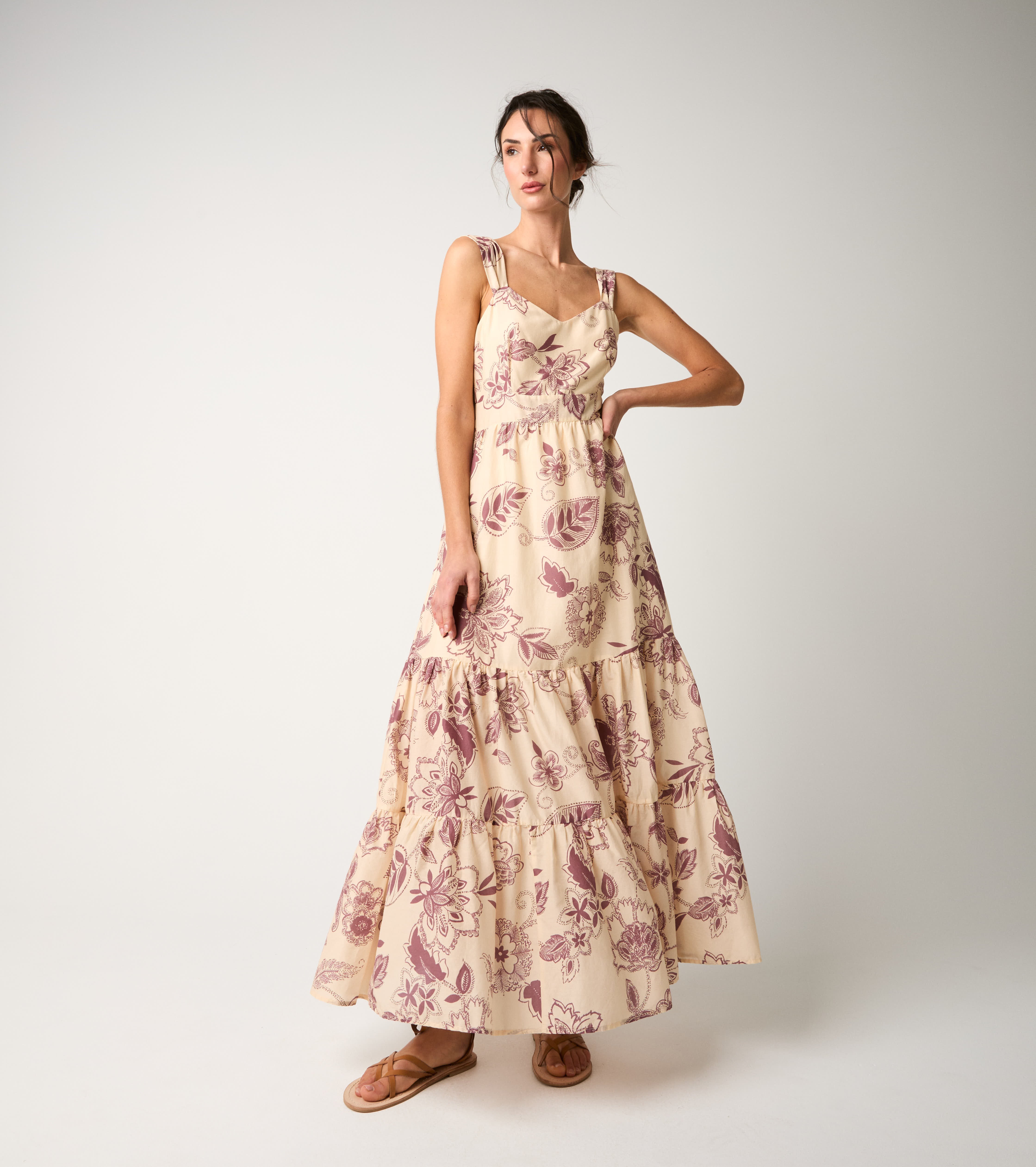 Floral paisley dress with wine straps