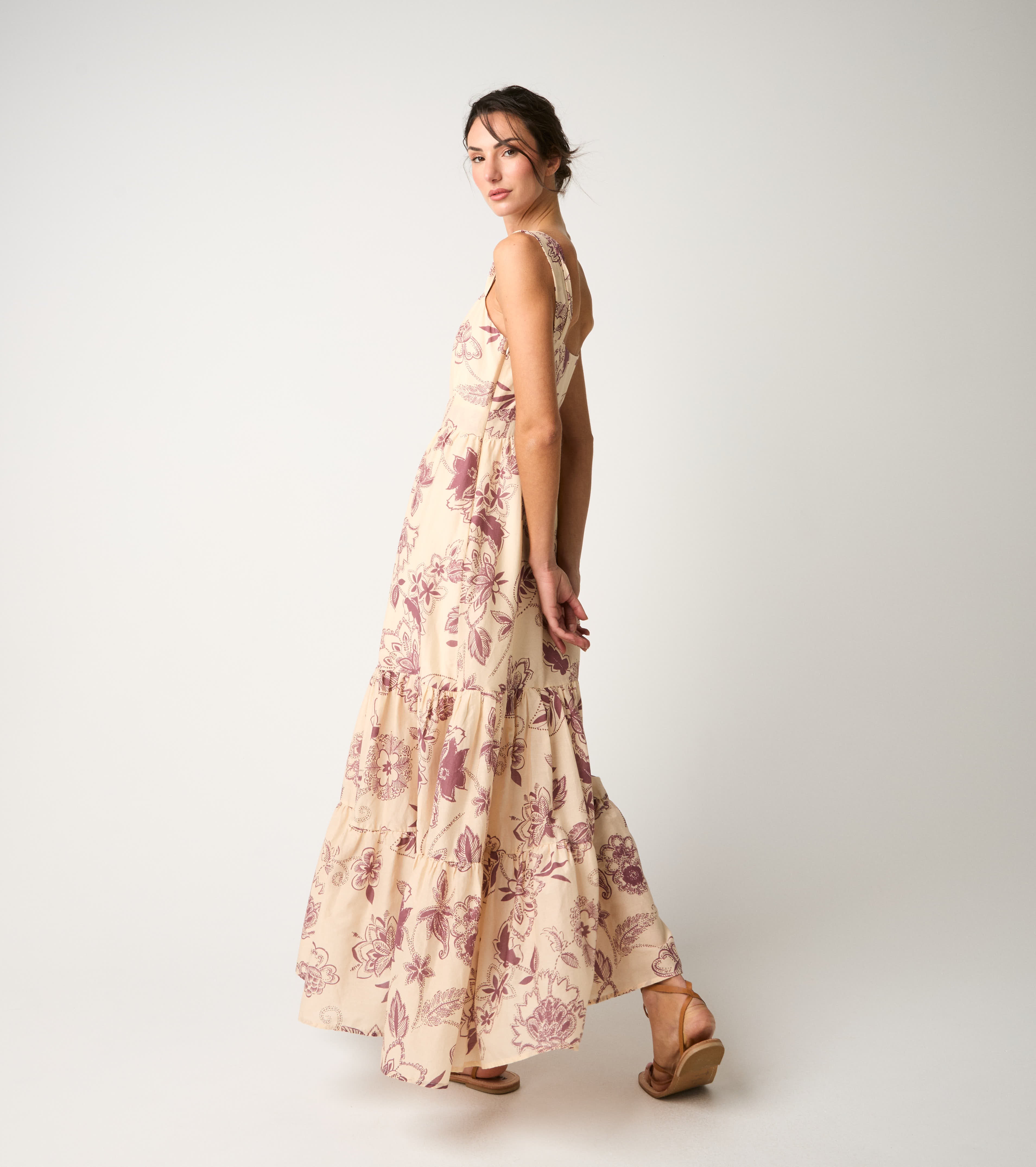 Floral paisley dress with wine straps