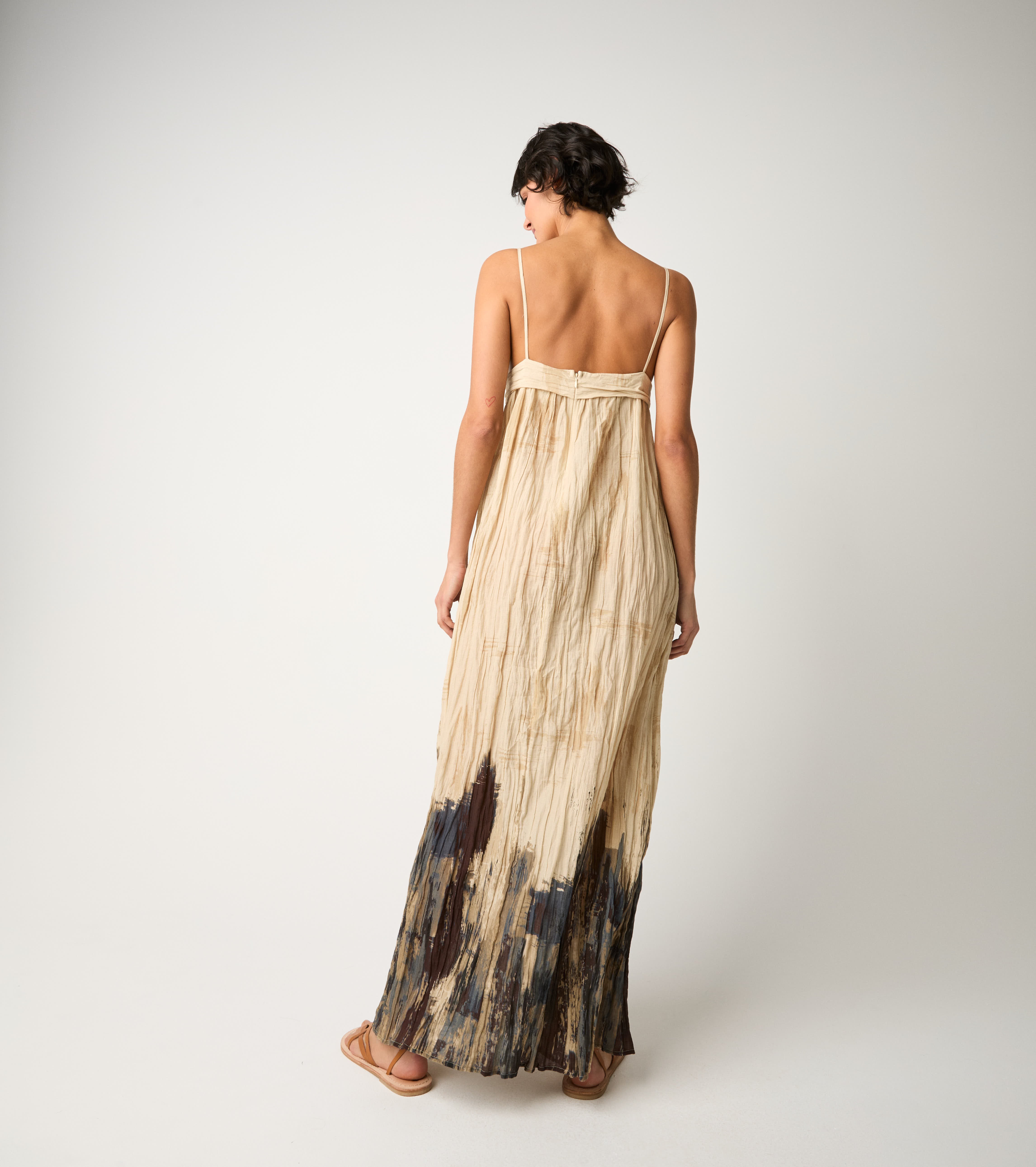 Printed dress with plucked bow