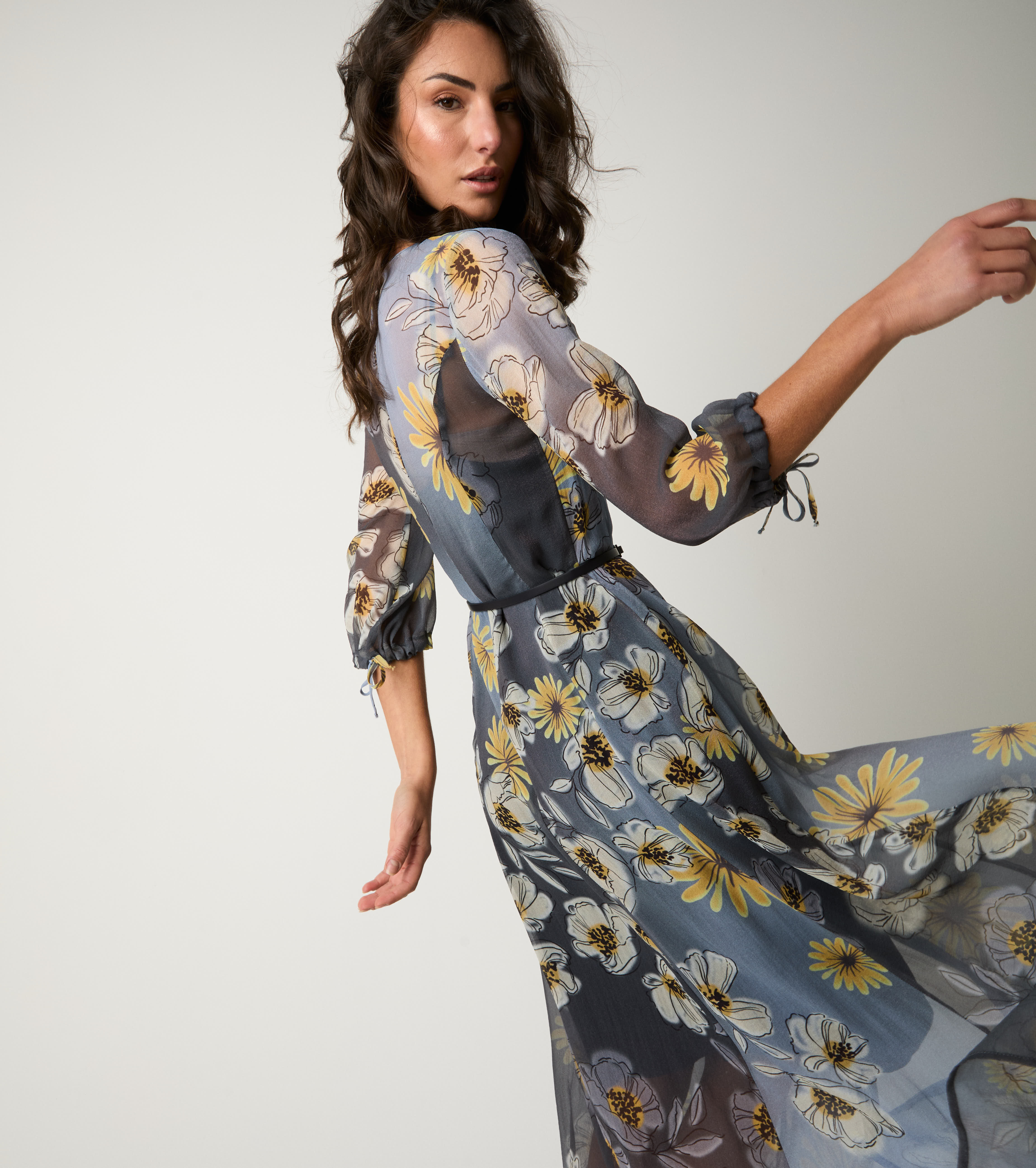 Blue V-neck chemisier dress