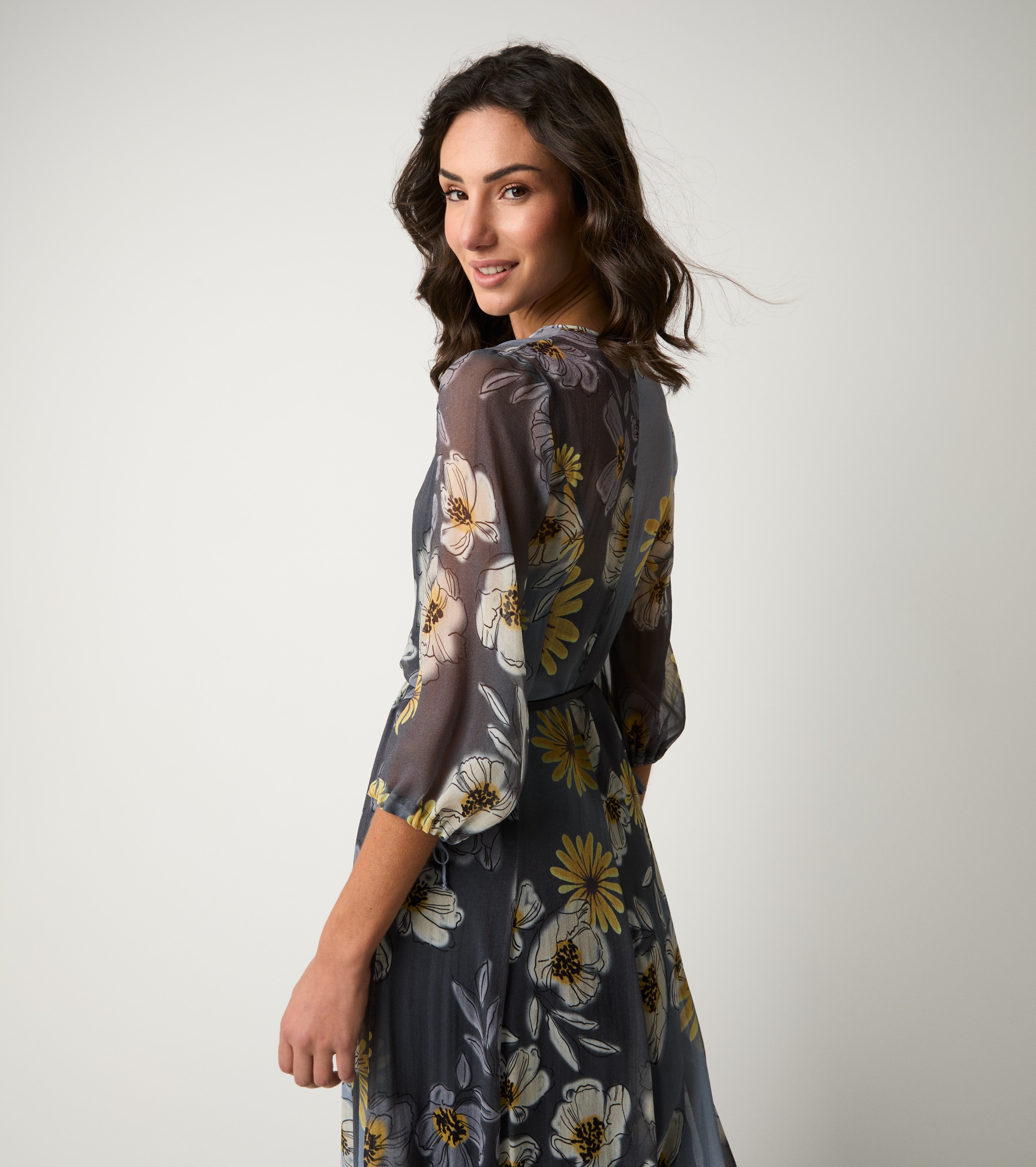 Blue V-neck chemisier dress
