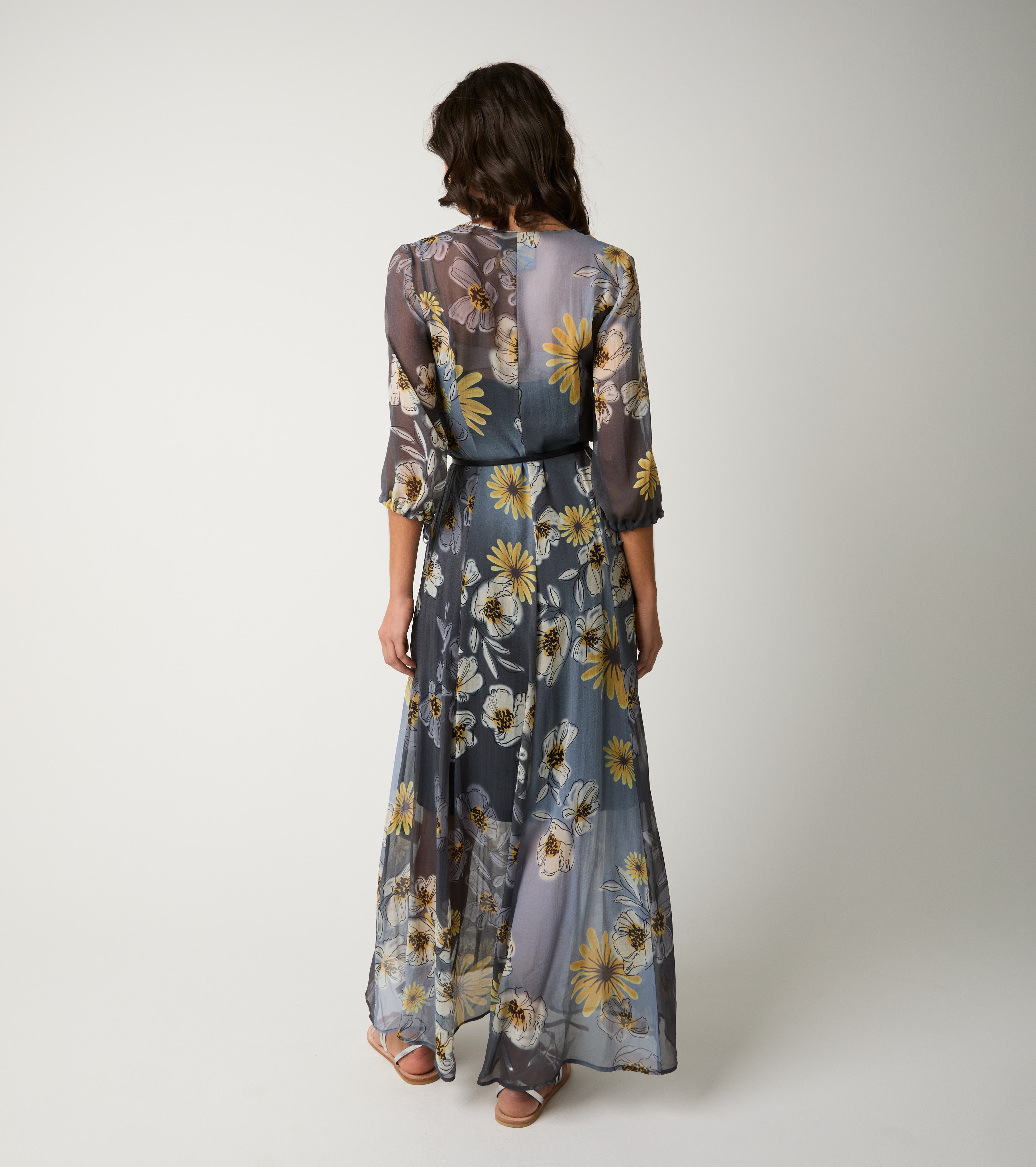 Blue V-neck chemisier dress