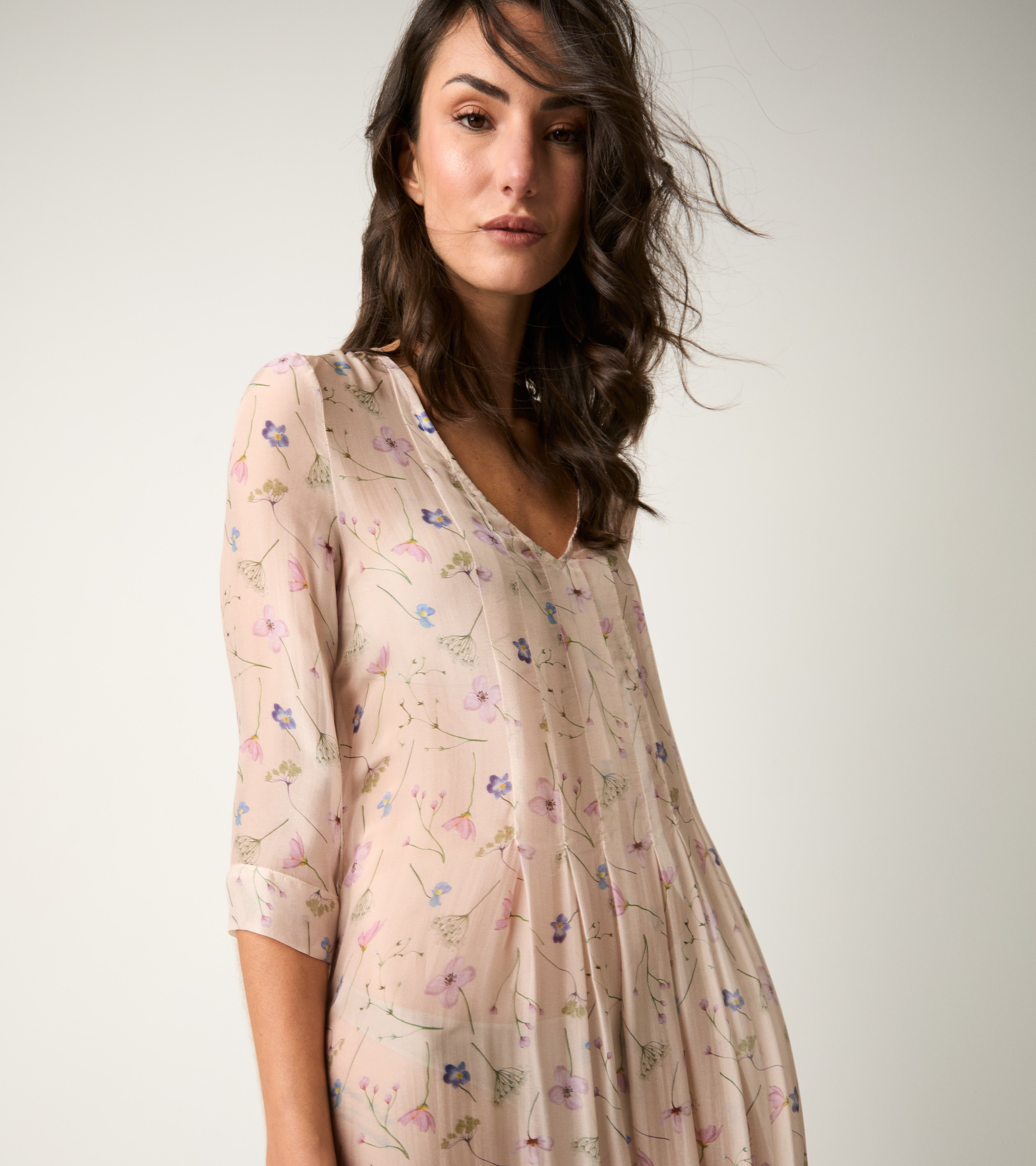 Long floral V-neck dress