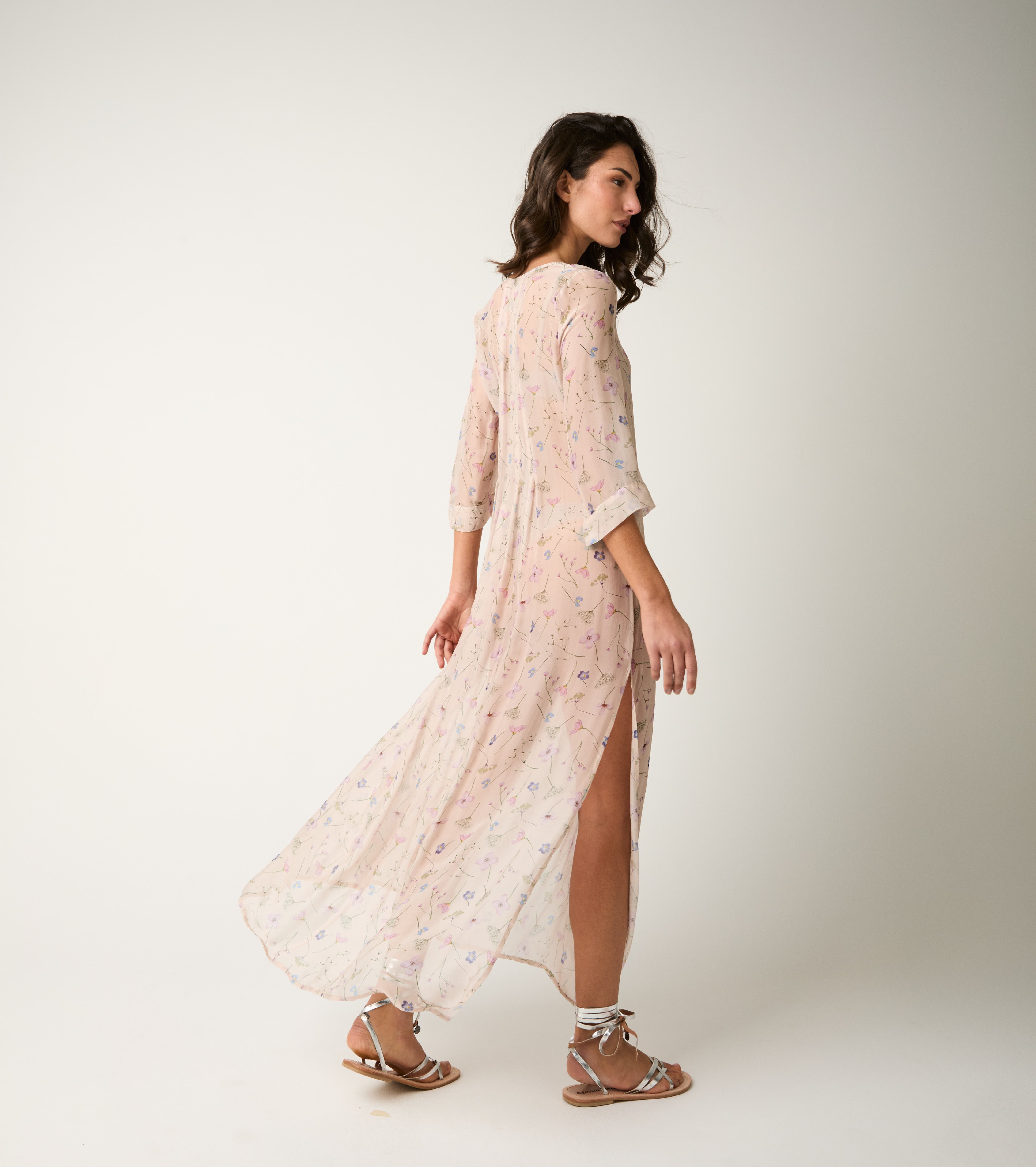 Long floral V-neck dress