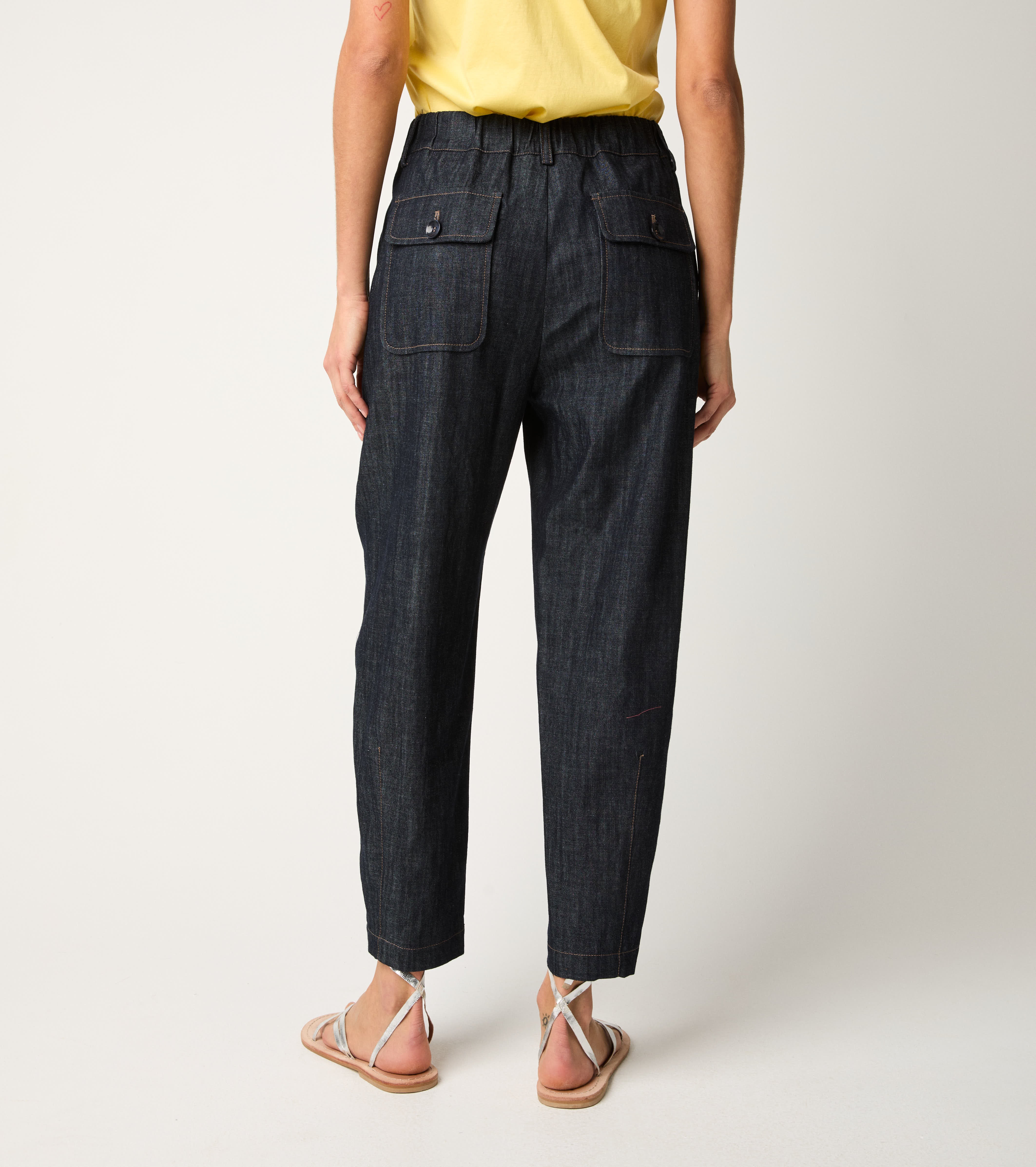 Cropped trousers in unique lightweight denim