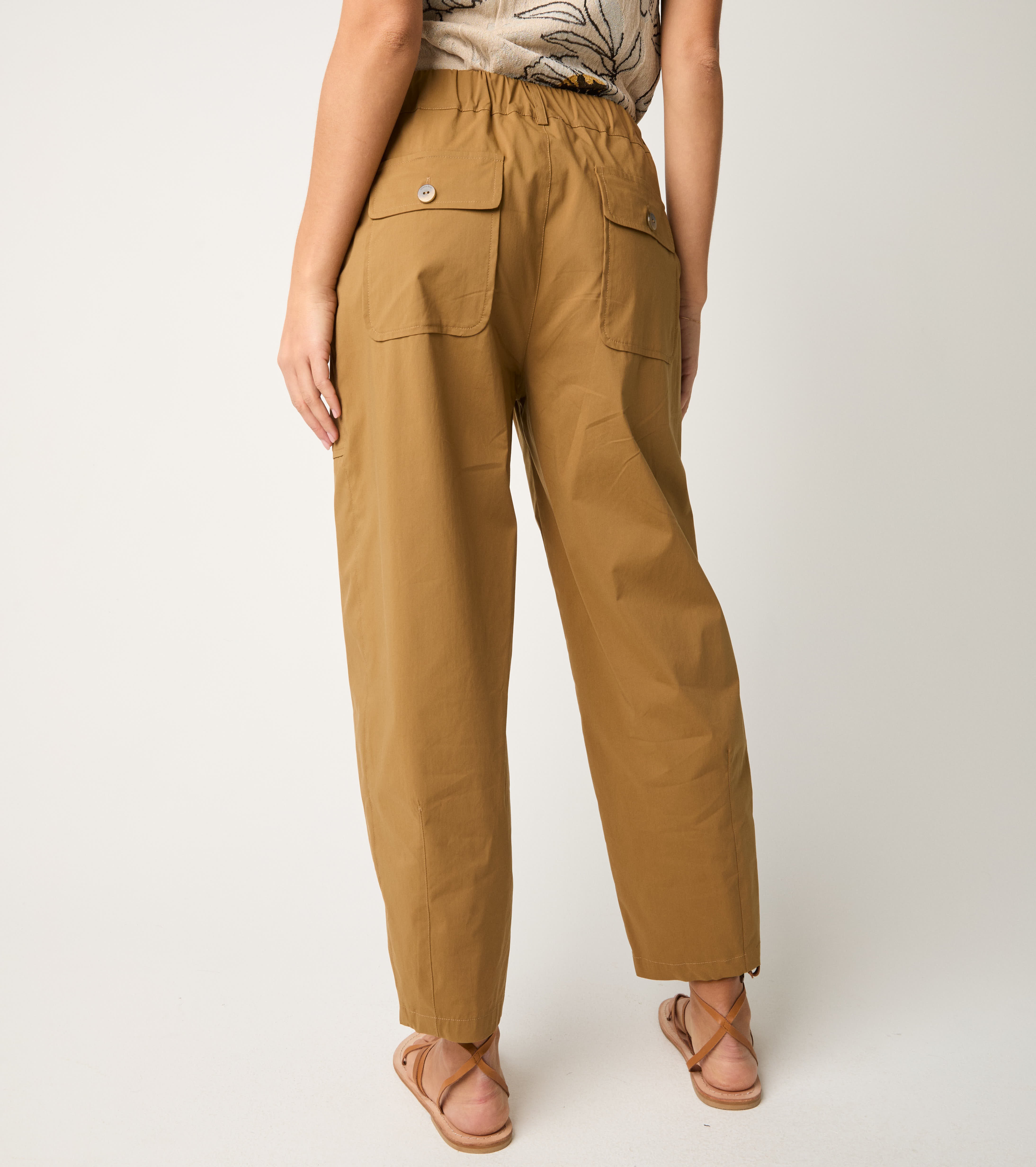 Pantaloni cropped a vita alta ermellino
