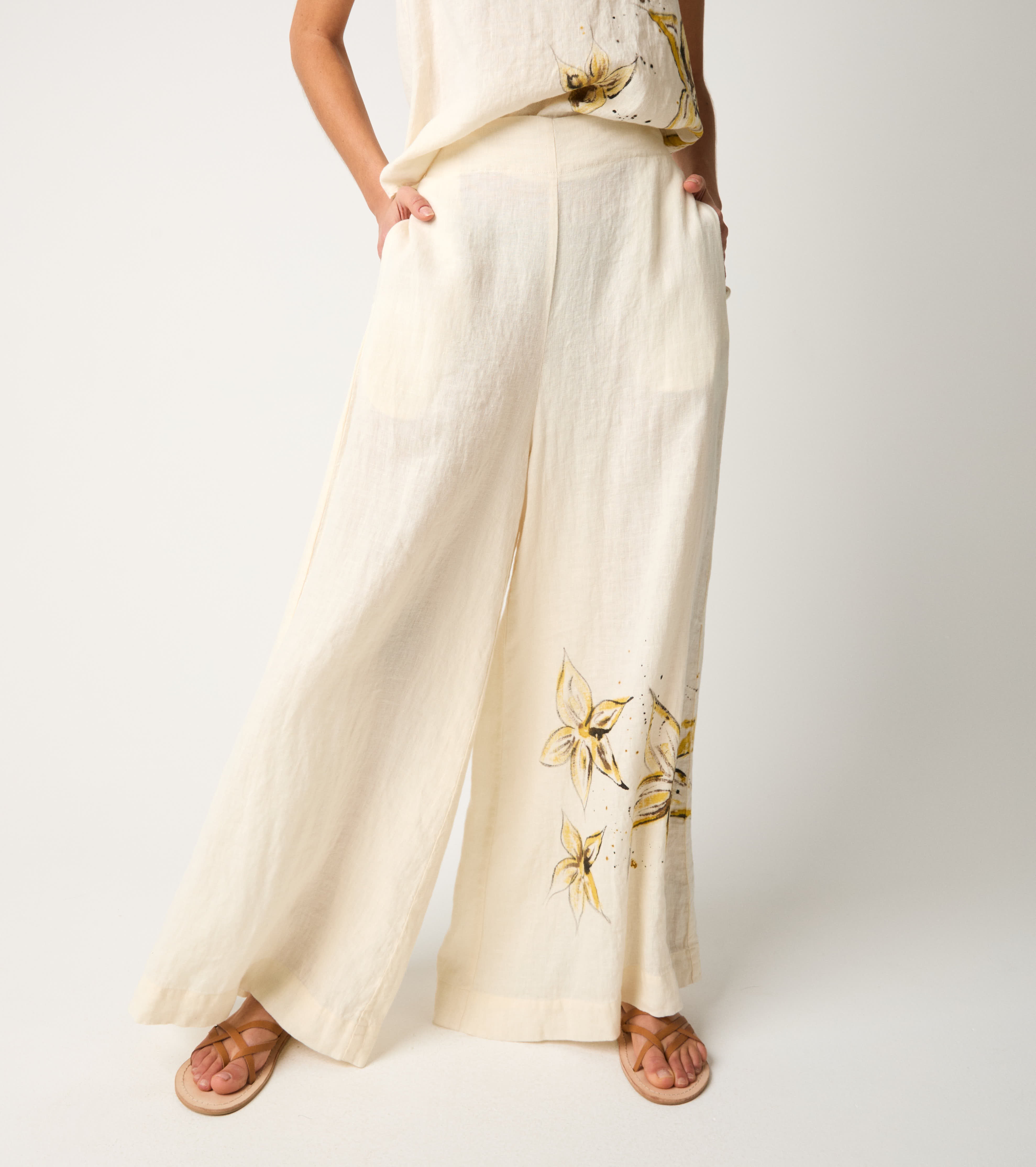 Pantaloni con stampa floreale fiori