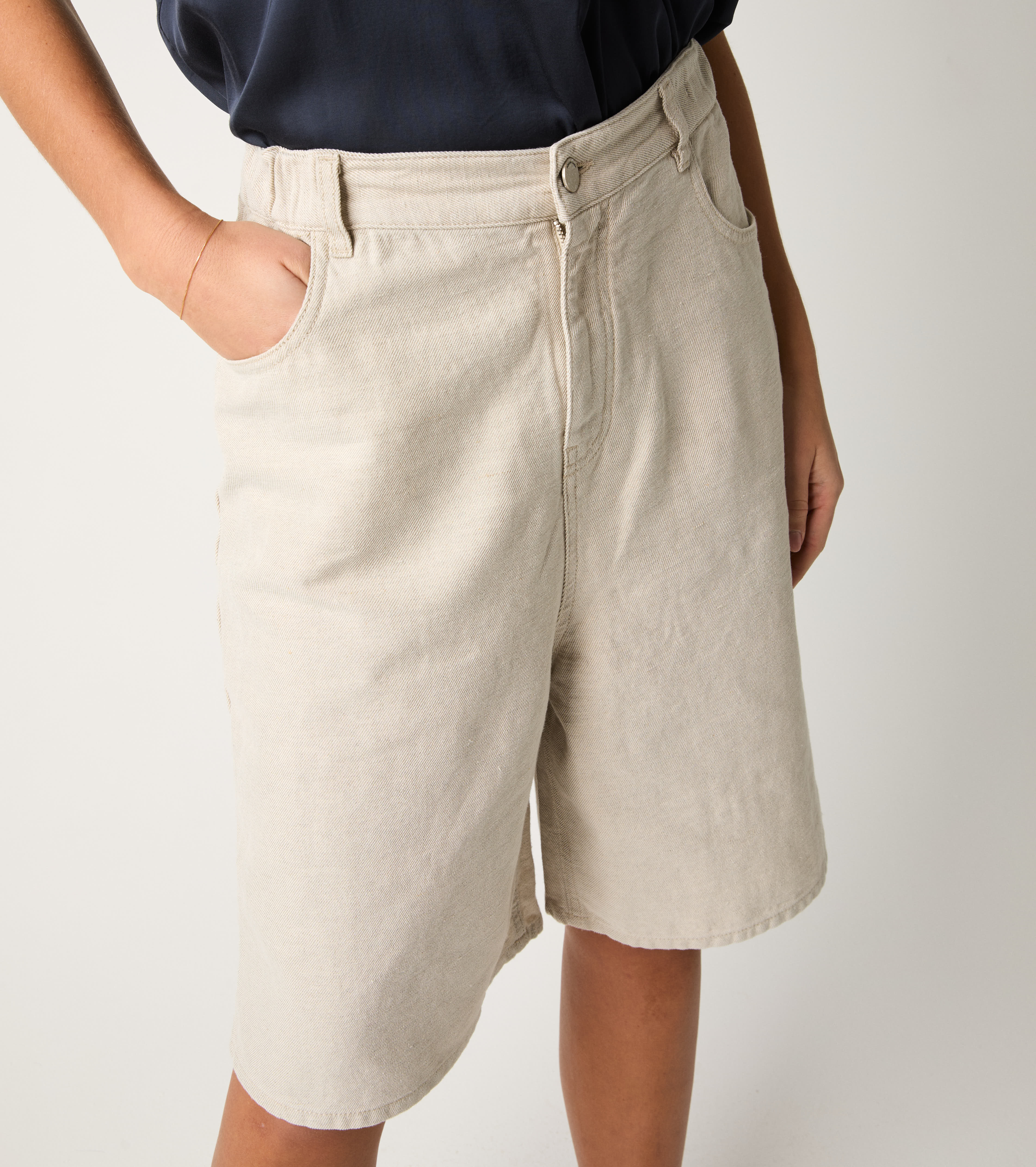Chantilly denim five-pocket bermuda shorts