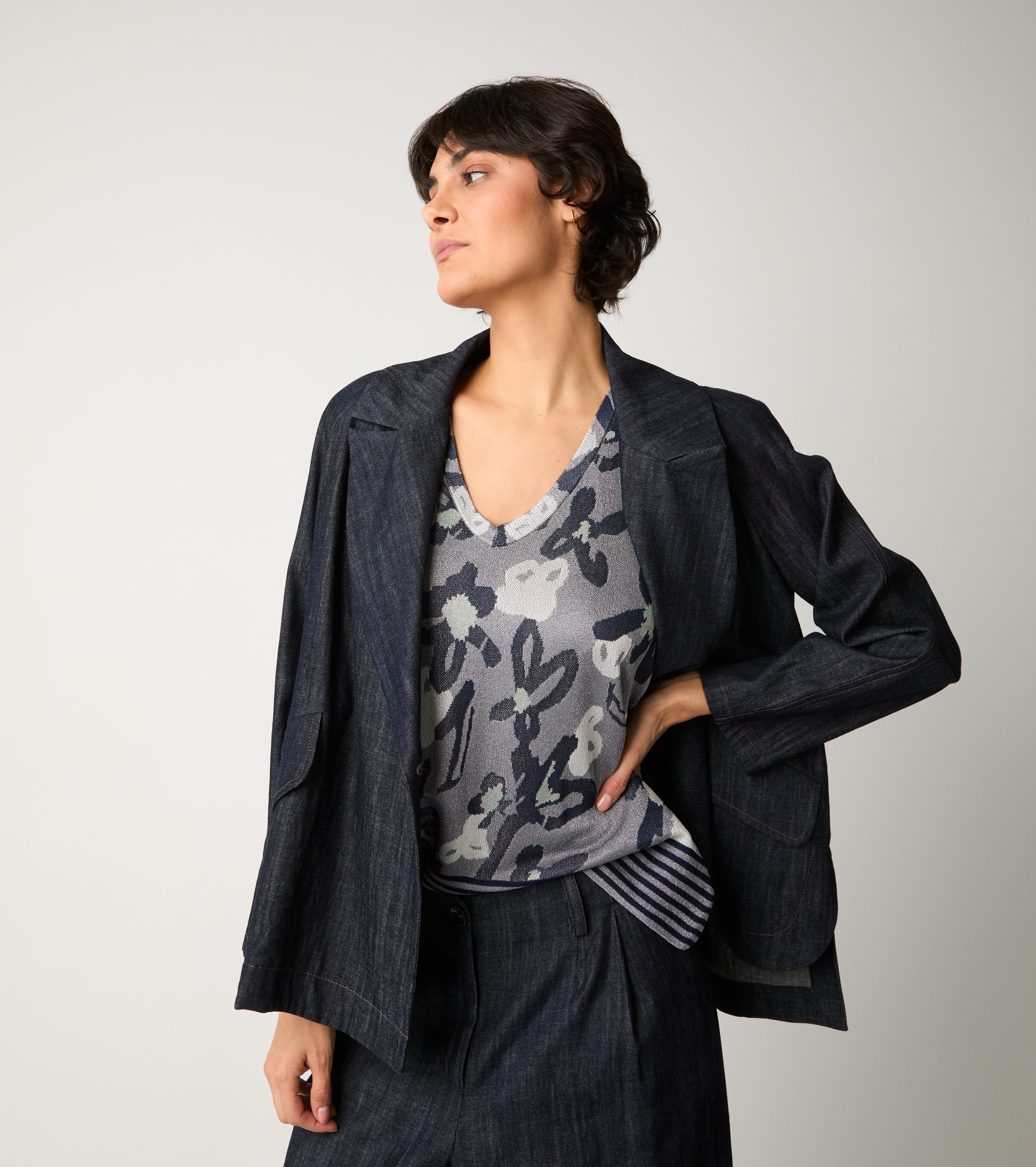 Blazer doppiopetto in denim unico