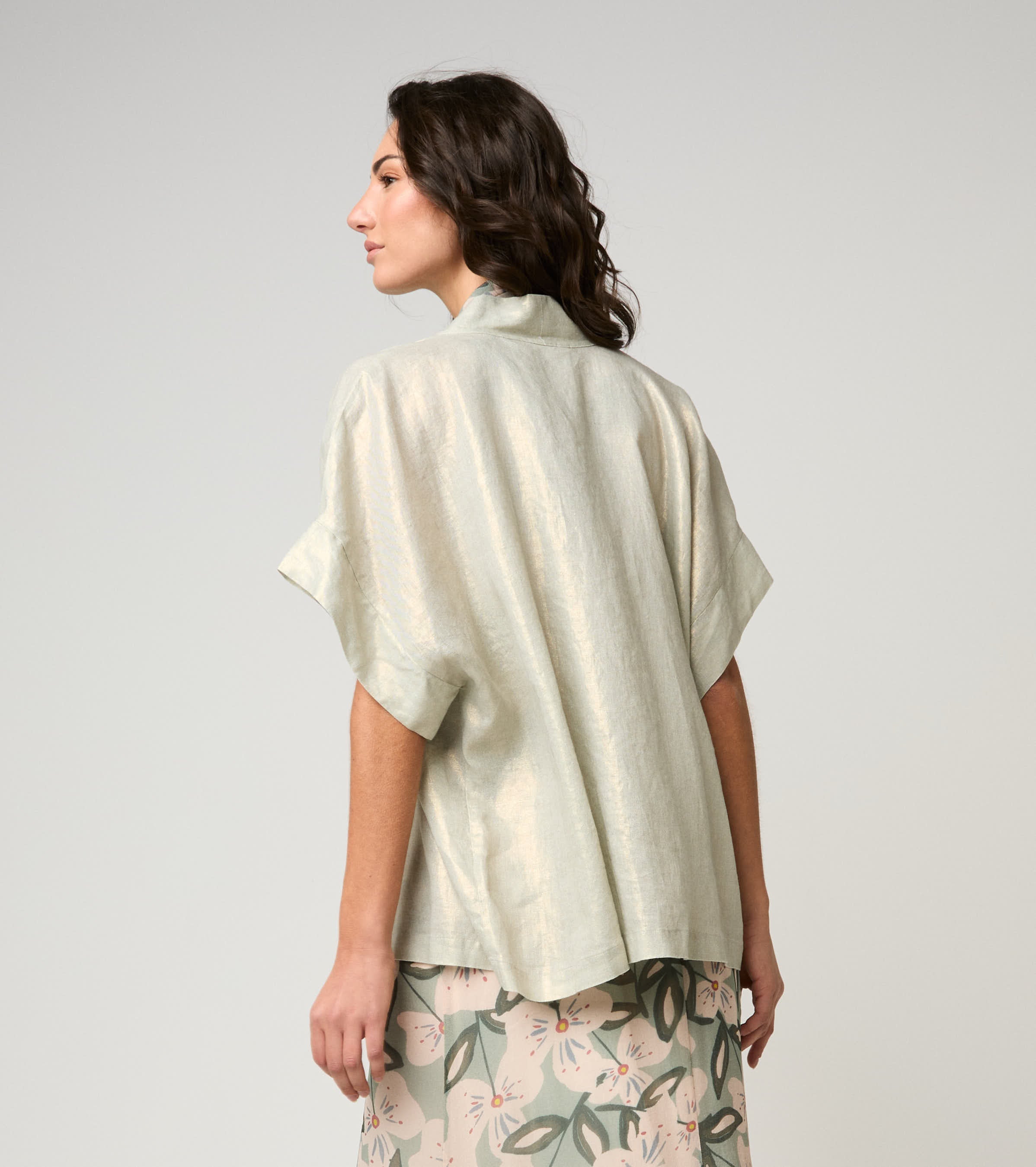 Kimono jacket with short sleeves sage