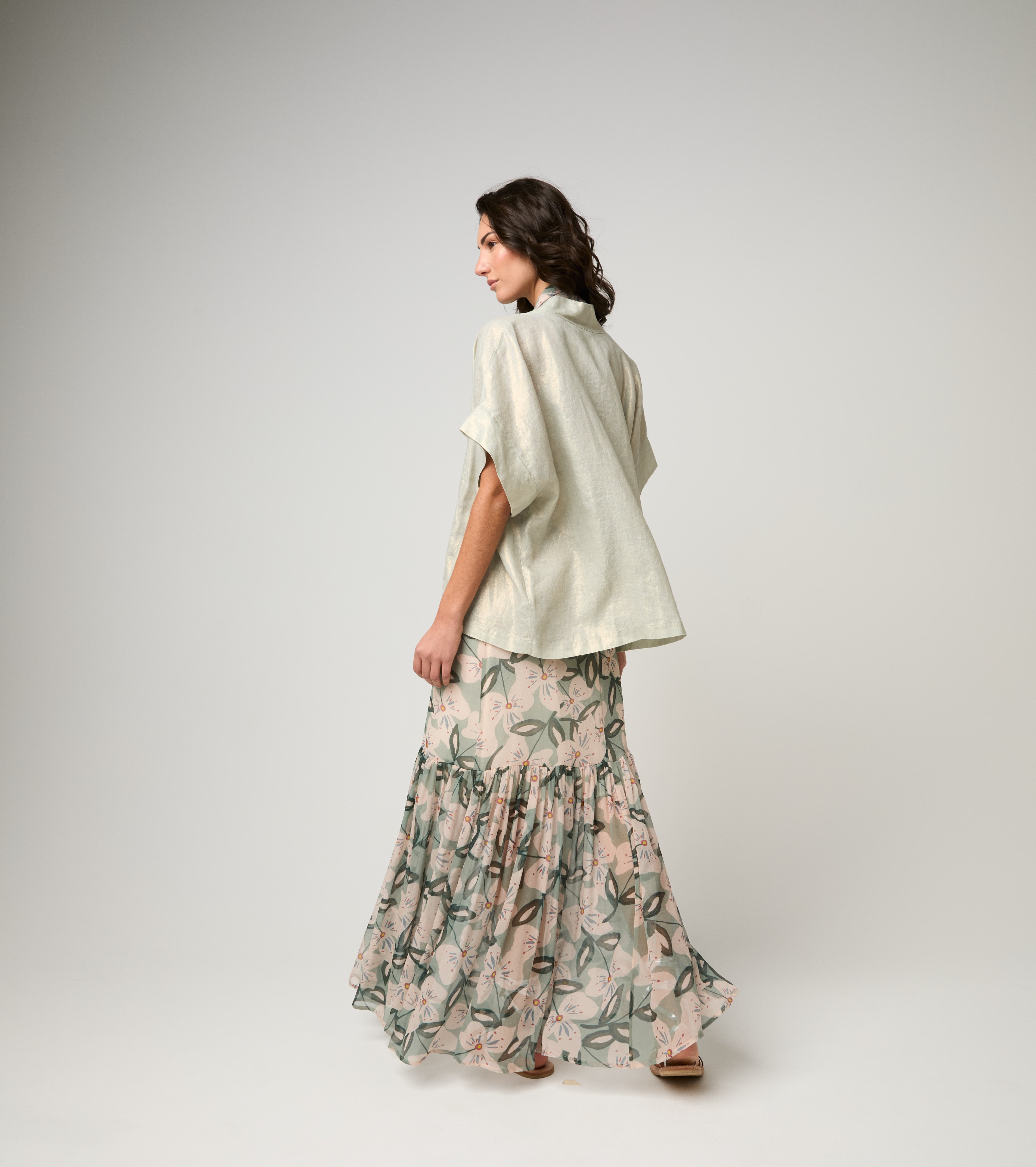 Kimono jacket with short sleeves sage