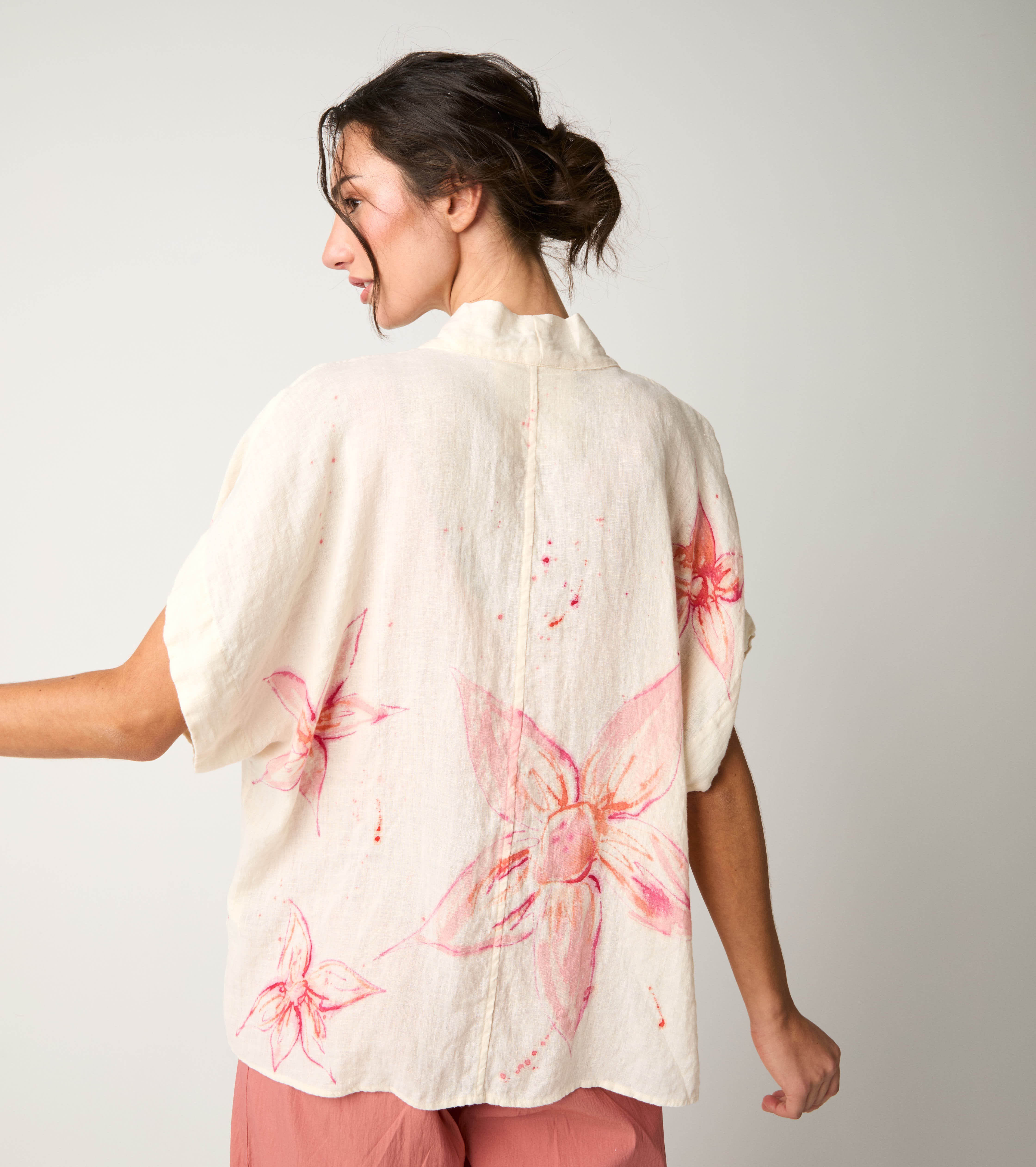 Giacca kimono con stampa floreale fiori