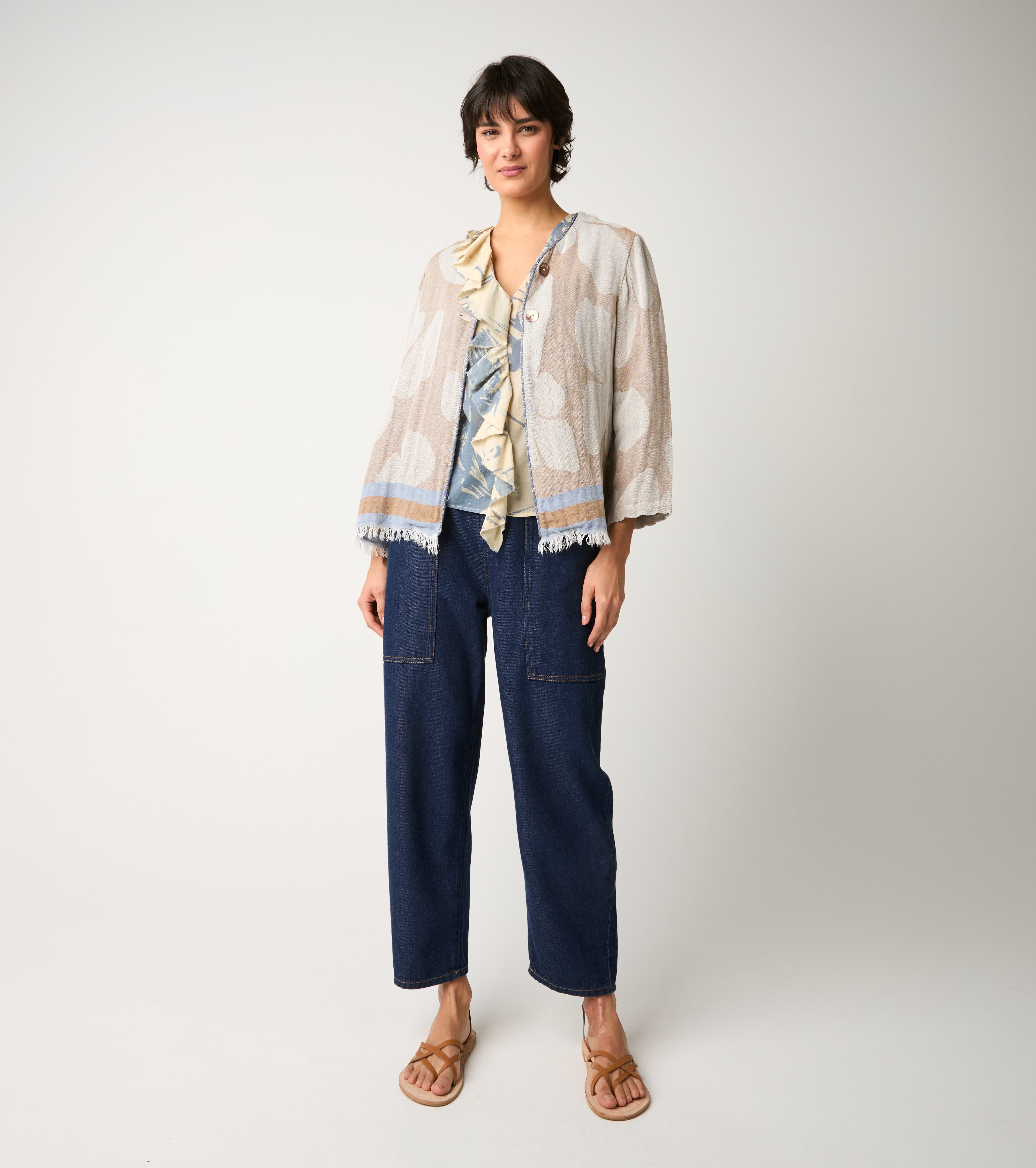 Giacca in cotone jacquard camoscio