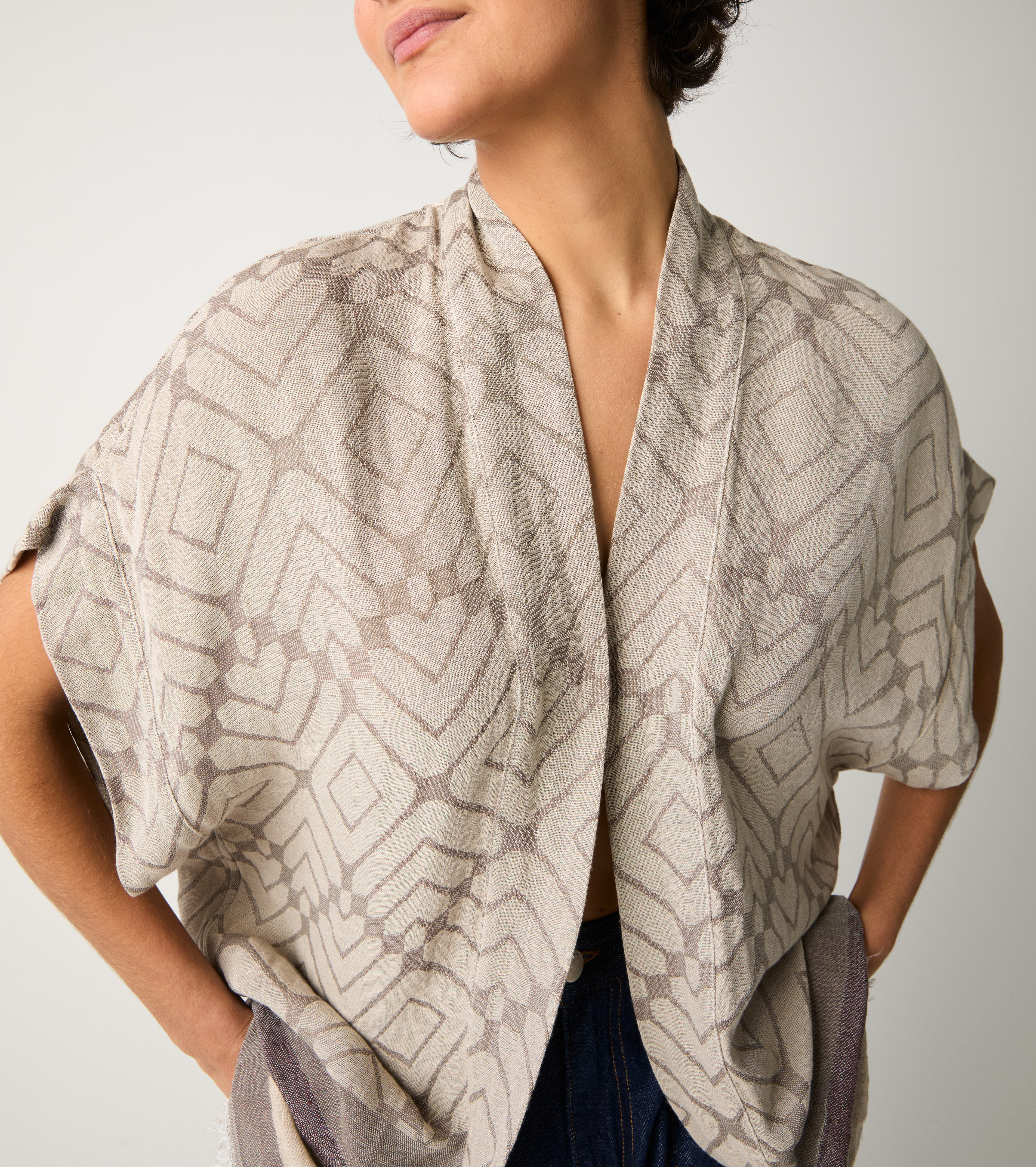 Giacca kimono con maniche corte frassino