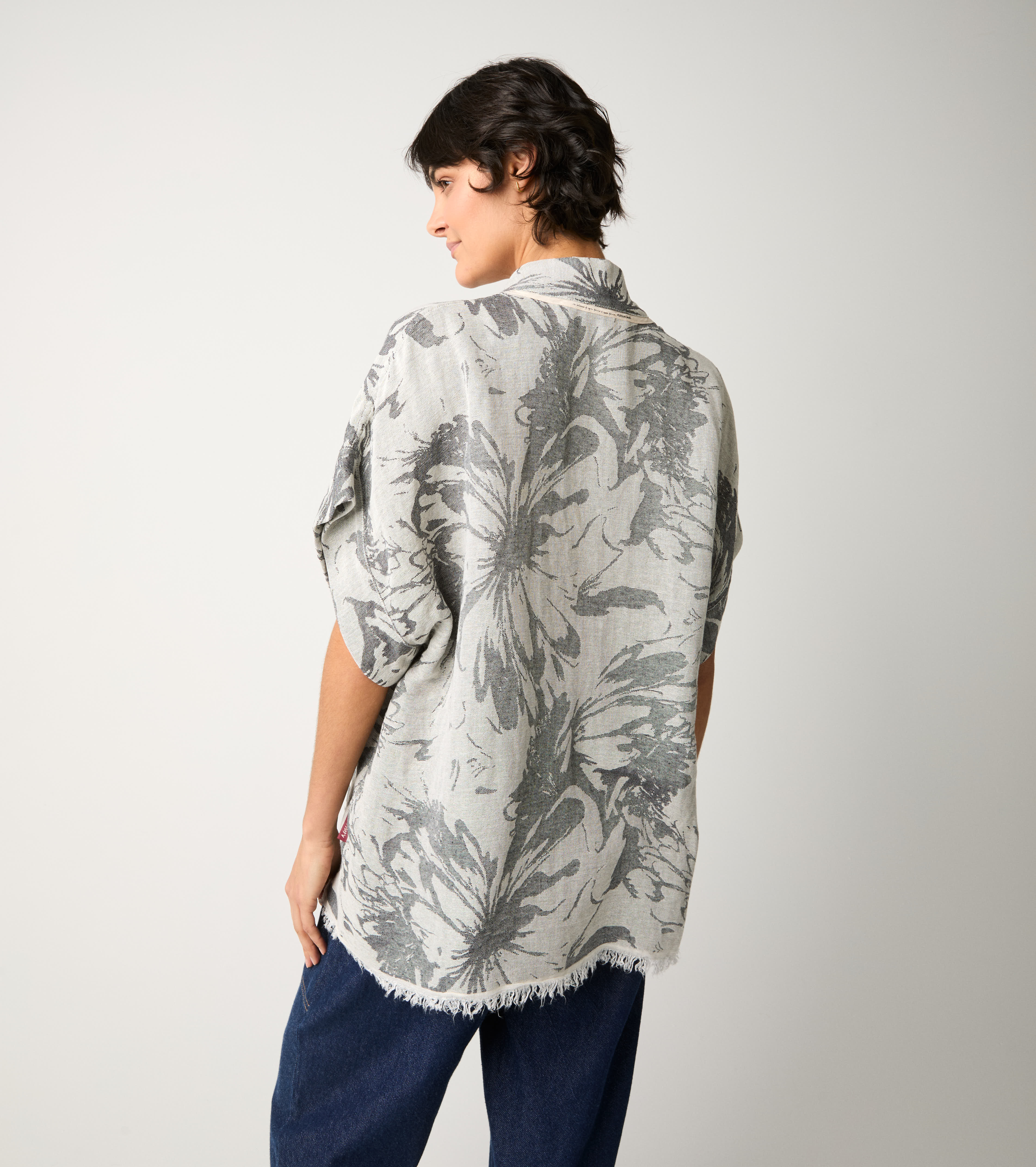 Sand floral cotton kimono jacket