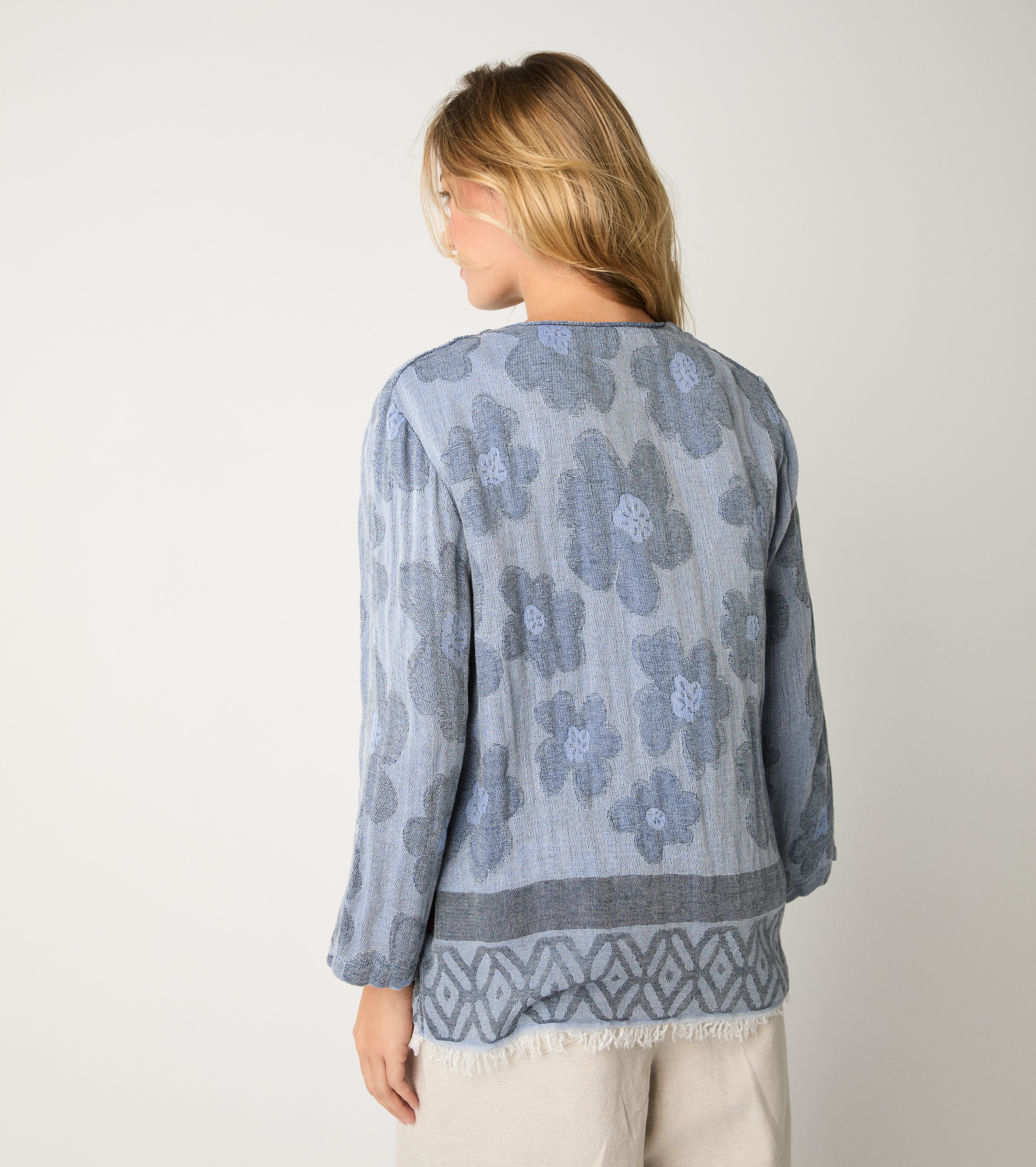 Giacca jacquard con bottoni jeans
