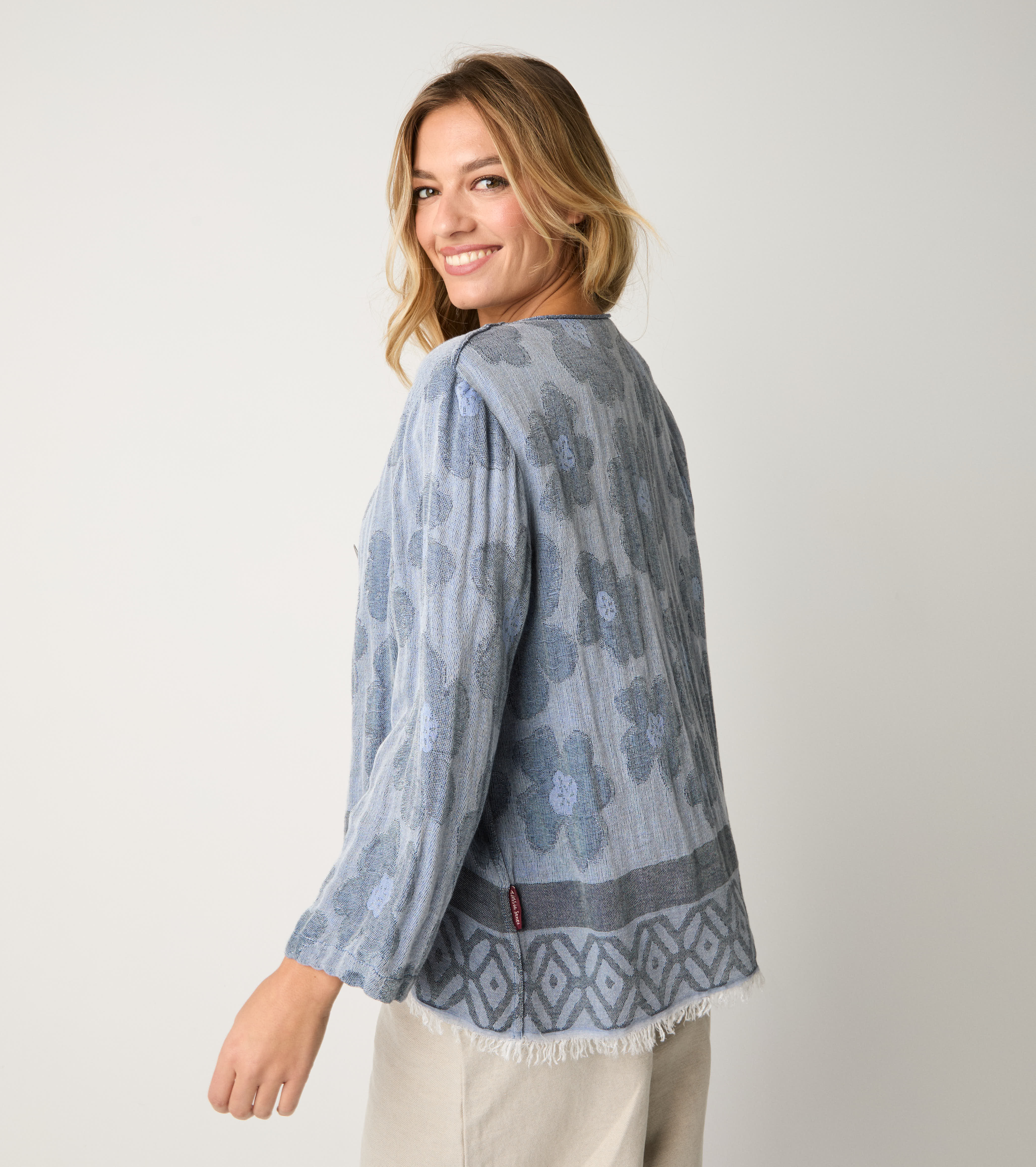 Giacca jacquard con bottoni jeans