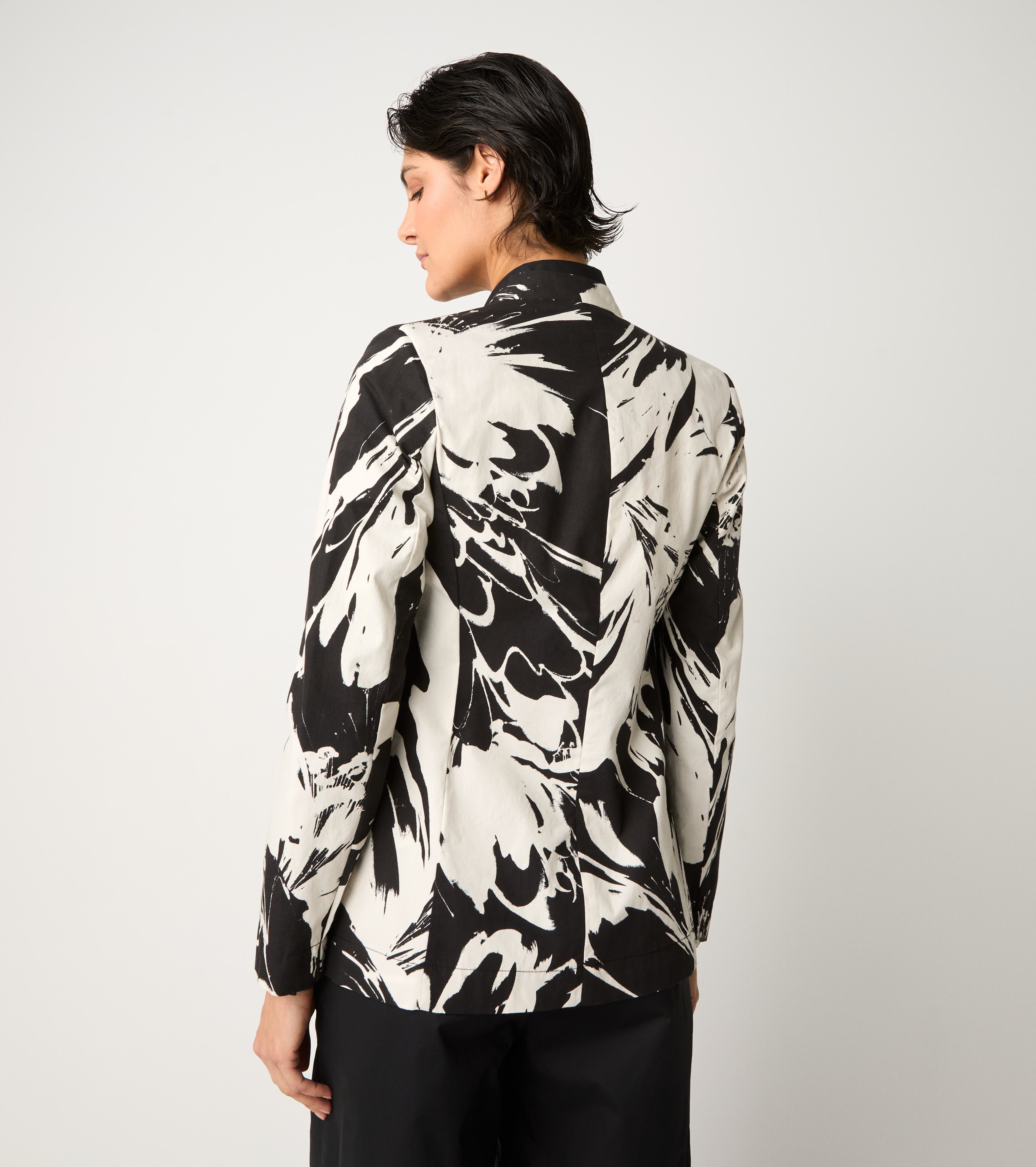 Blazer monopetto con stampa nero