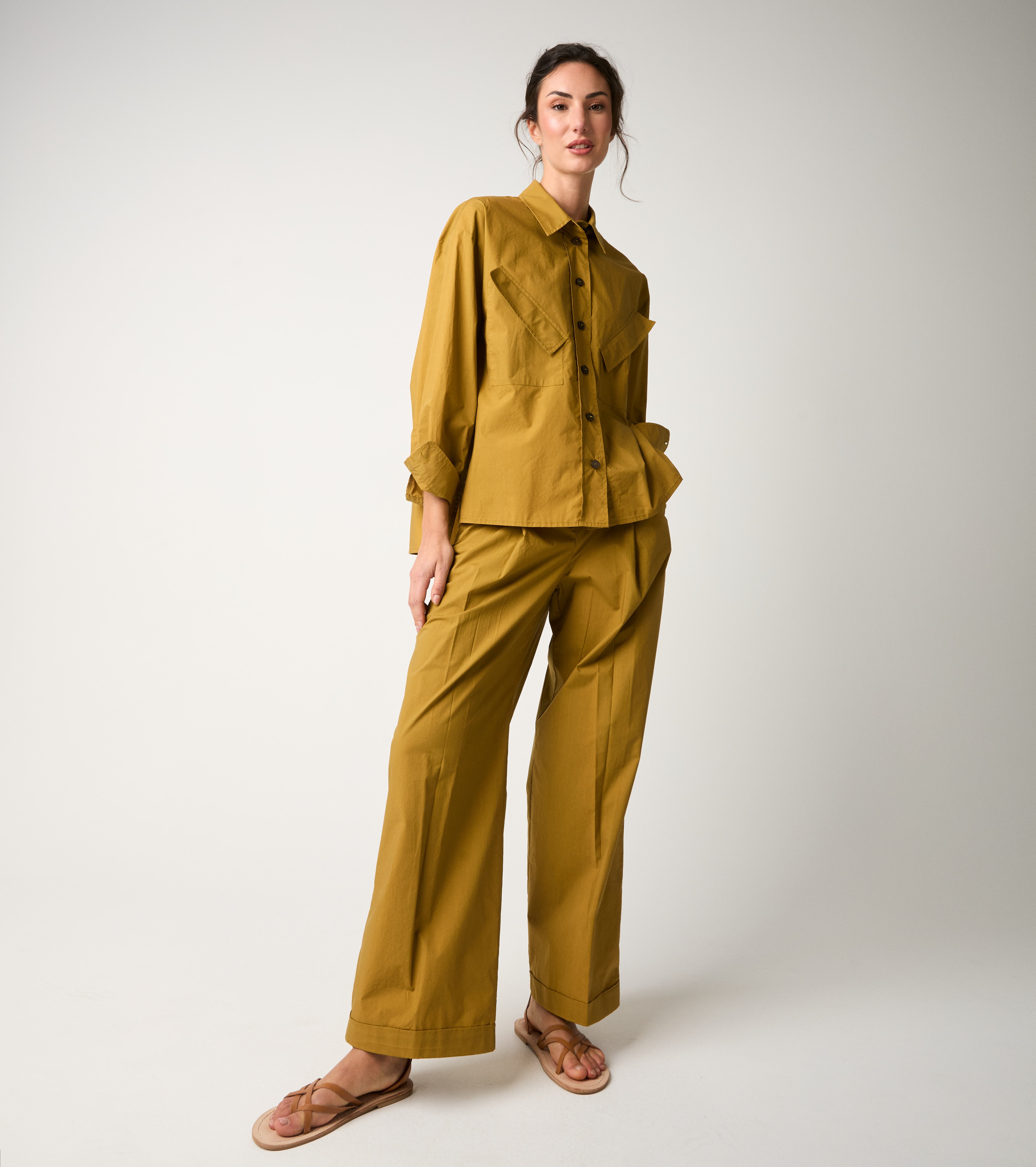 Camicia in popeline con taschini evo