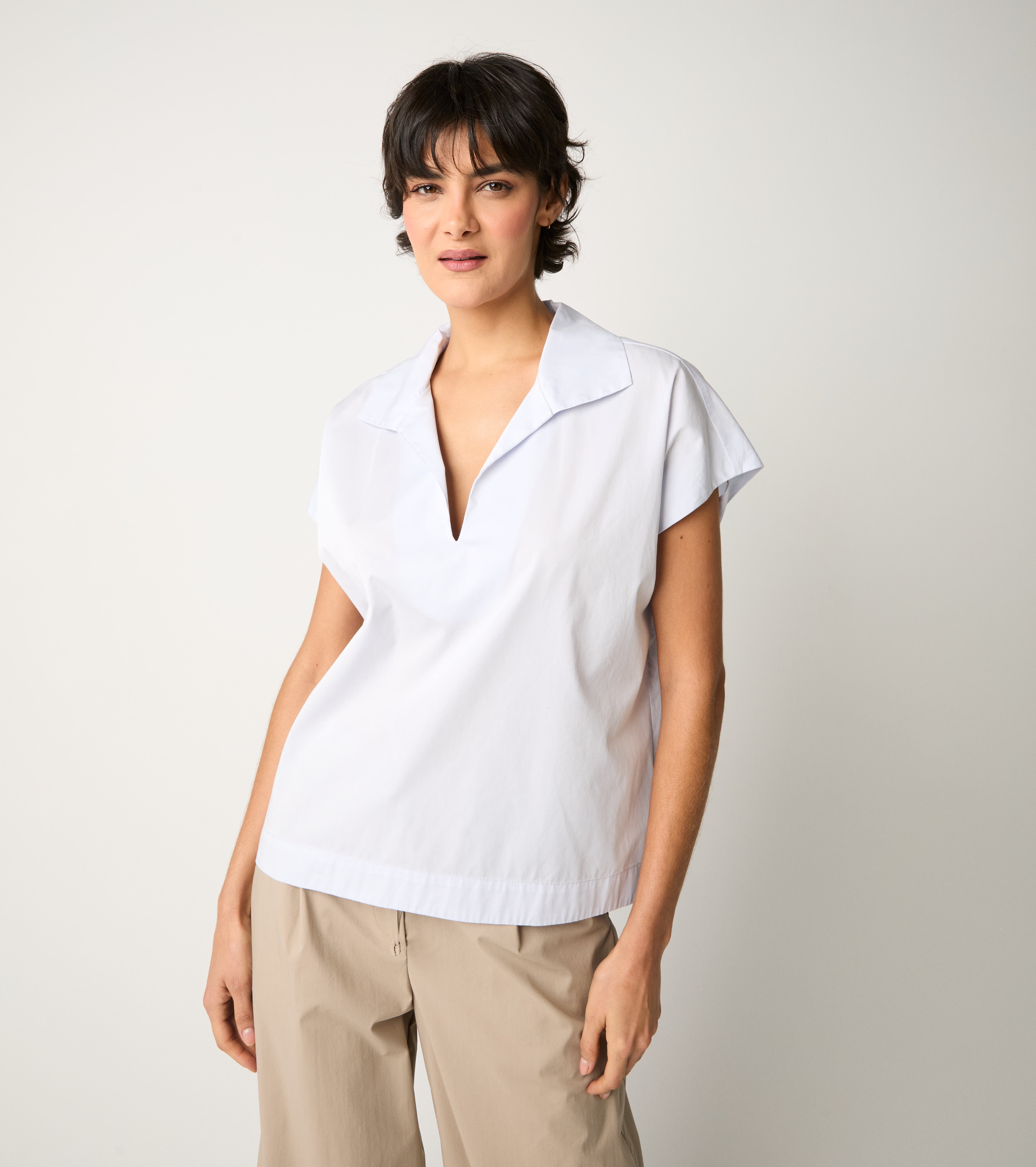 Blusa con maniche ad aletta cristal