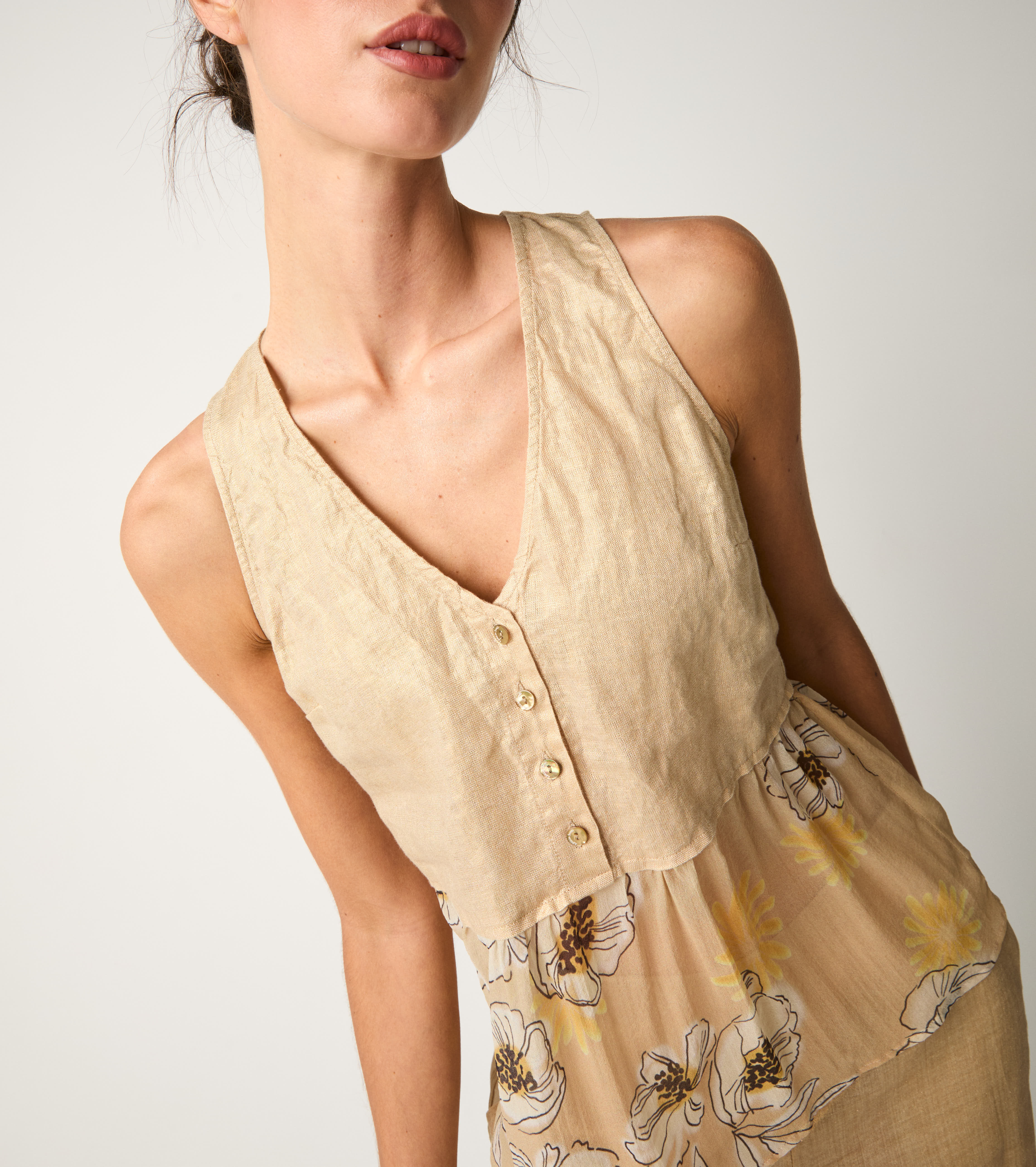 Gold floral print top